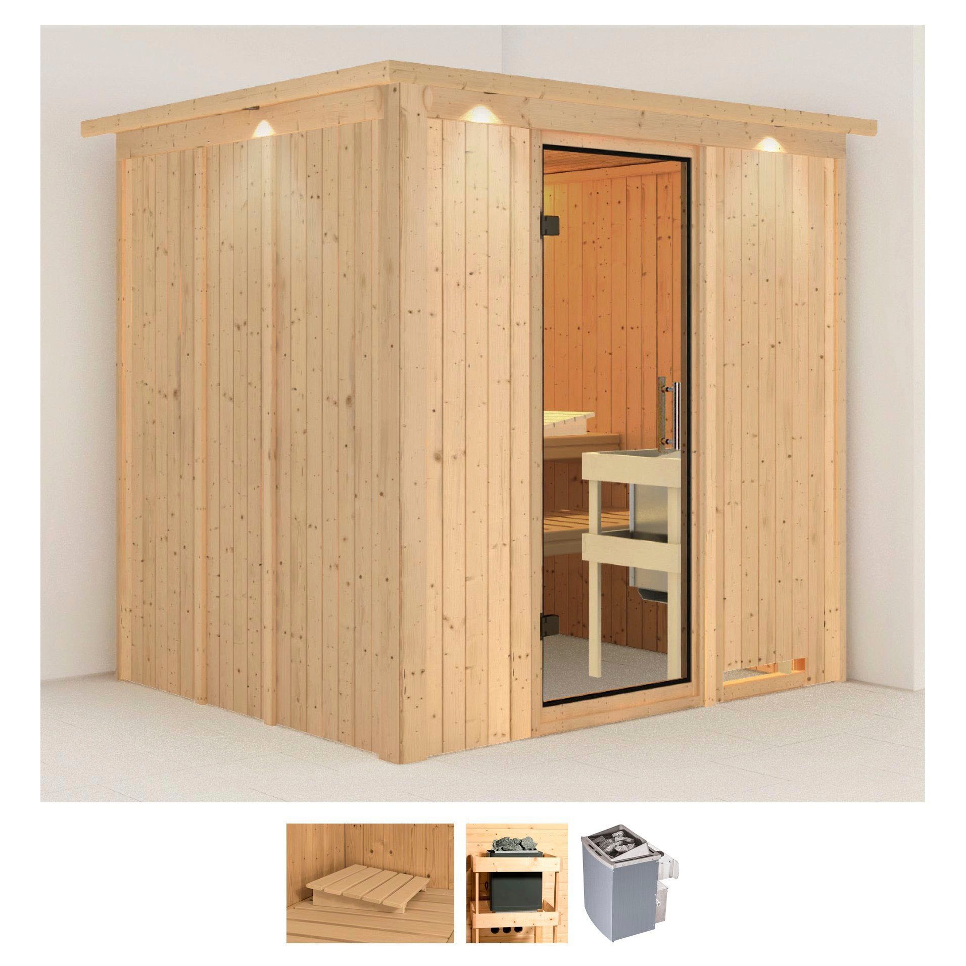 KARIBU Sauna "Sodin", Saunaofen, integrierte Steuerung, 9 kW, beige, Saunen, Ofen 9 kW integr. Strg