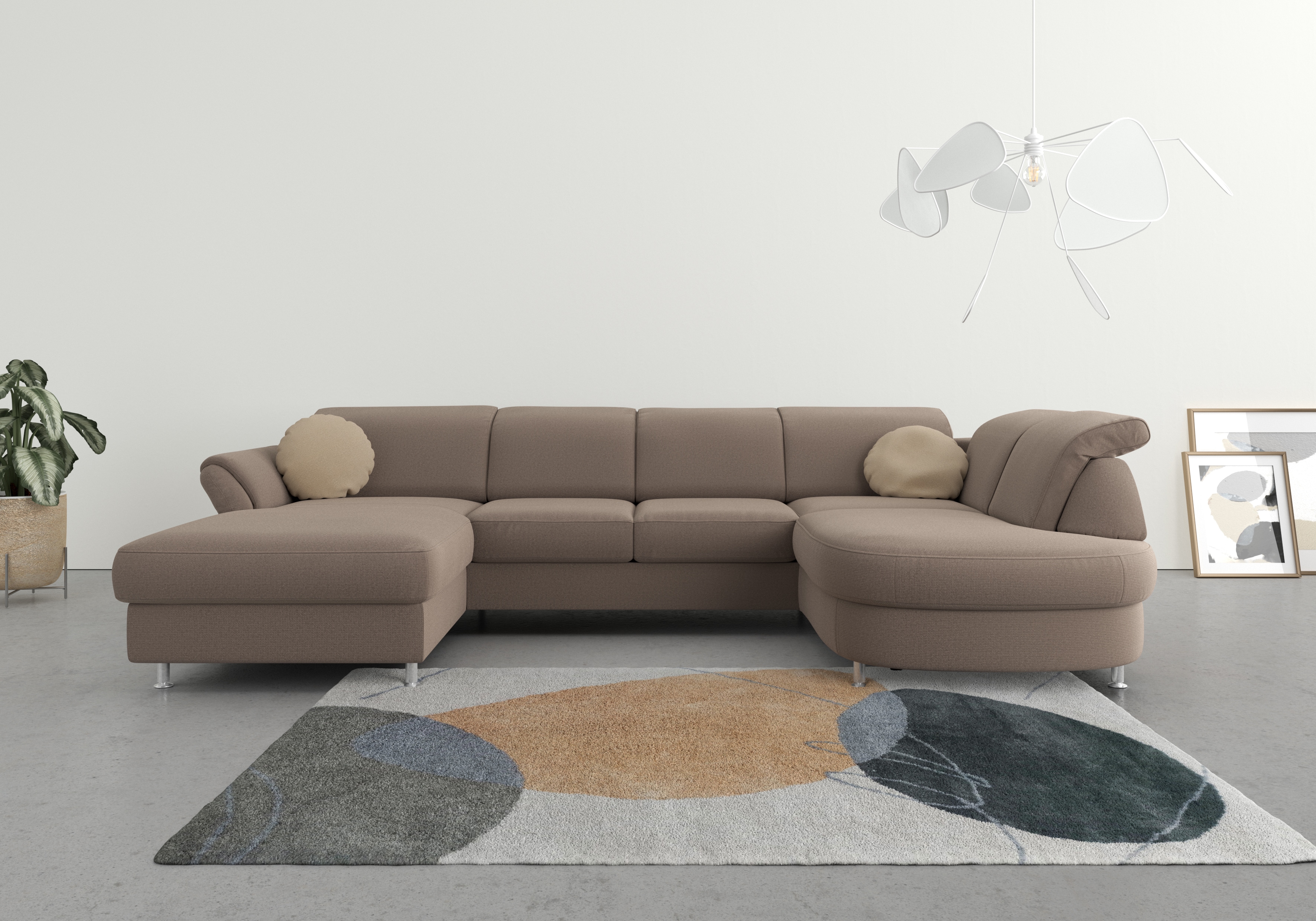 sit&more Wohnlandschaft "Apulia U-Form" wahlweise Schlaffunktion, Bettkasten und Kopf- und Armteilverstellung