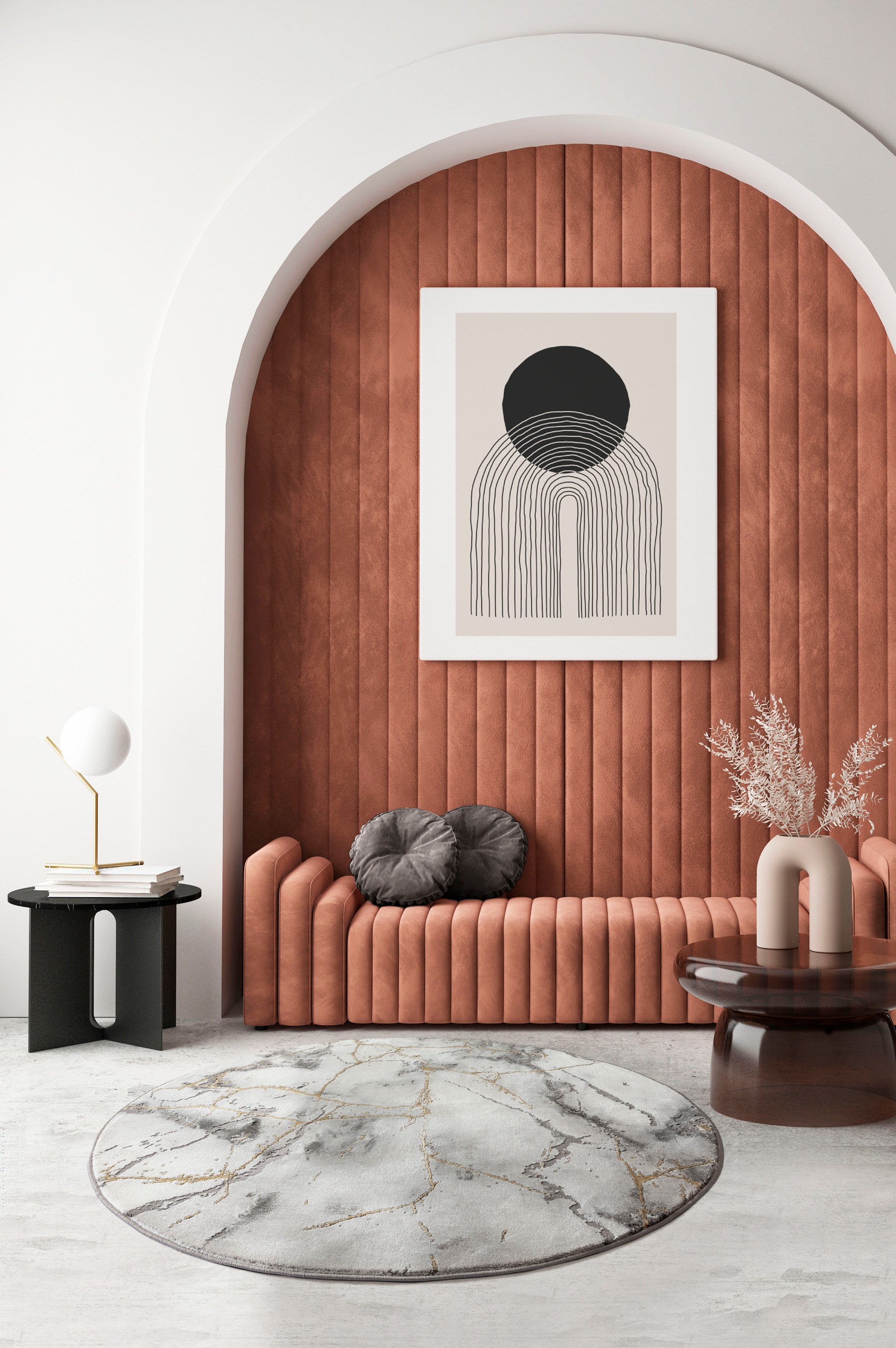 my home Teppich "Juliet" rund 12 mm Höhe modernes Marmor-Design, Kurzflor, günstig online kaufen