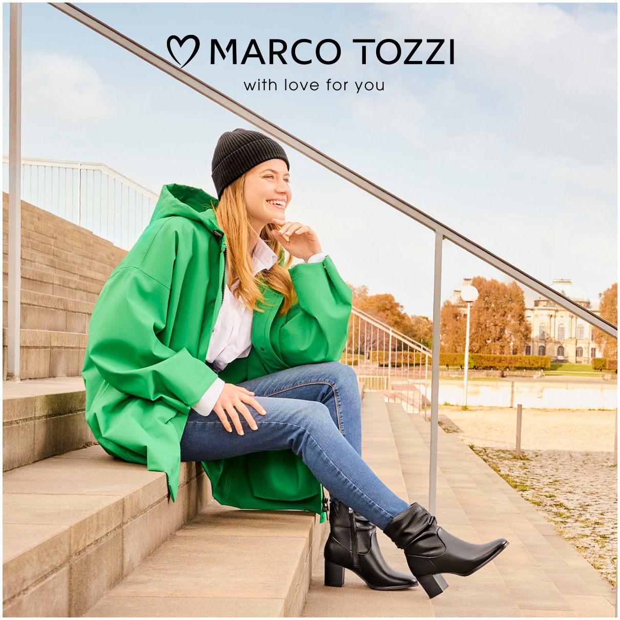 MARCO TOZZI Stiefelette, Blockabsatz, Businessschuh mit Falten im slouchy Look