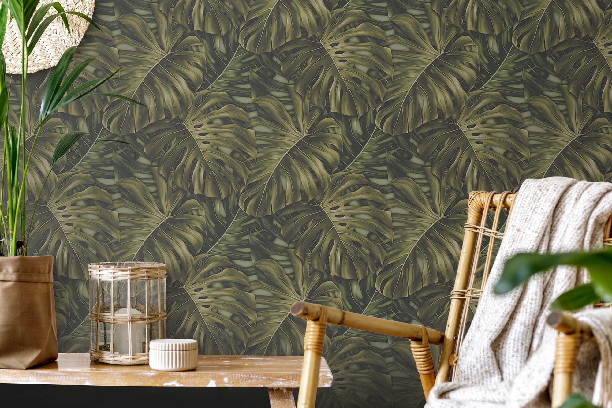 A.S. Création Vliestapete »PintWalls II Dschungel-Tapete Mustertapete Palmenblätter Natur«, matt, Vliestapete floral für Schlafzimmer Küche Wohnzimmer Dschungel Design