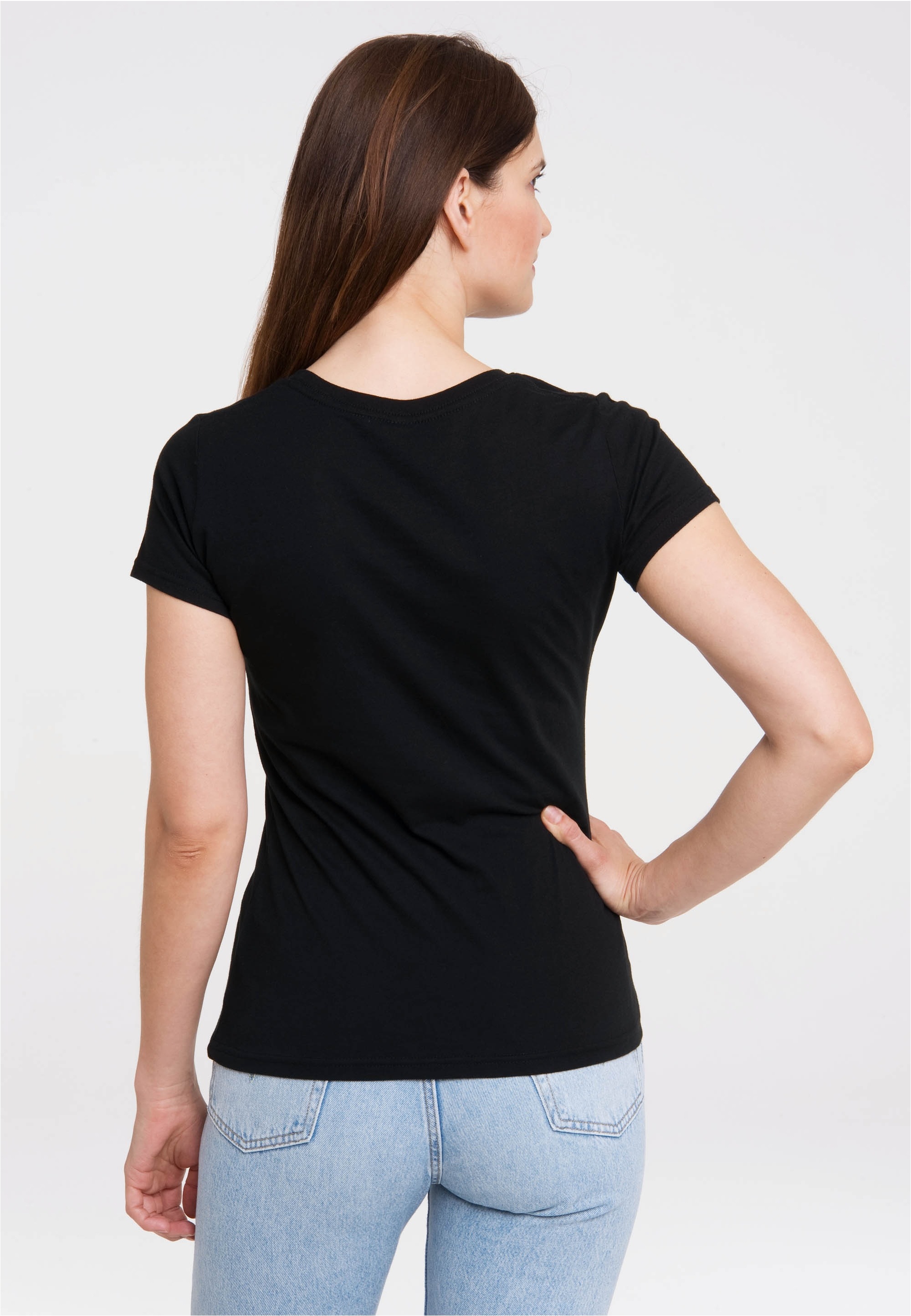 T-Shirt LOGOSHIRT "Maus", Damen, Gr. M, schwarz, 100% Baumwolle, unifarben, normal, Rundhals, Shirts T-Shirt, mit coolem Print 3