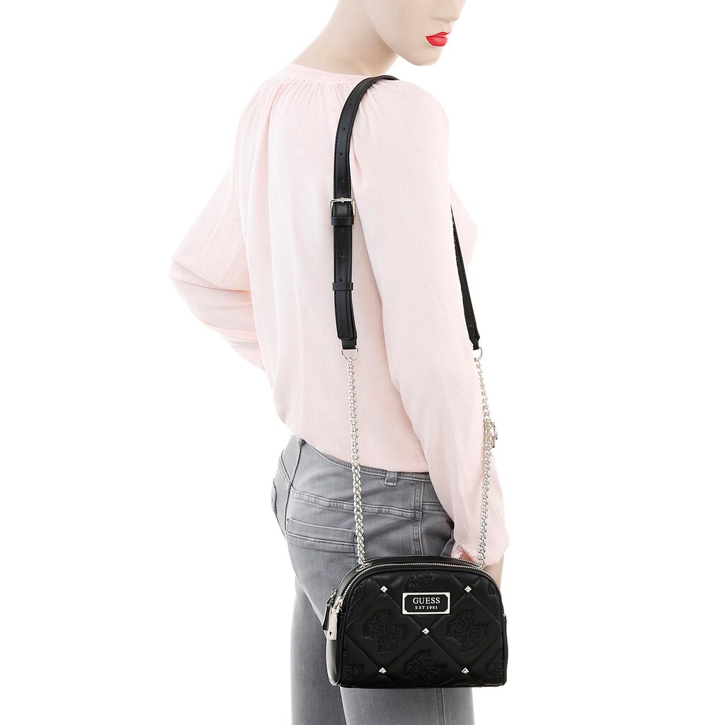 Guess Mini Bag »Shanina Mini XBody Double Zip«, mit trendiger Steppung und Nieten
