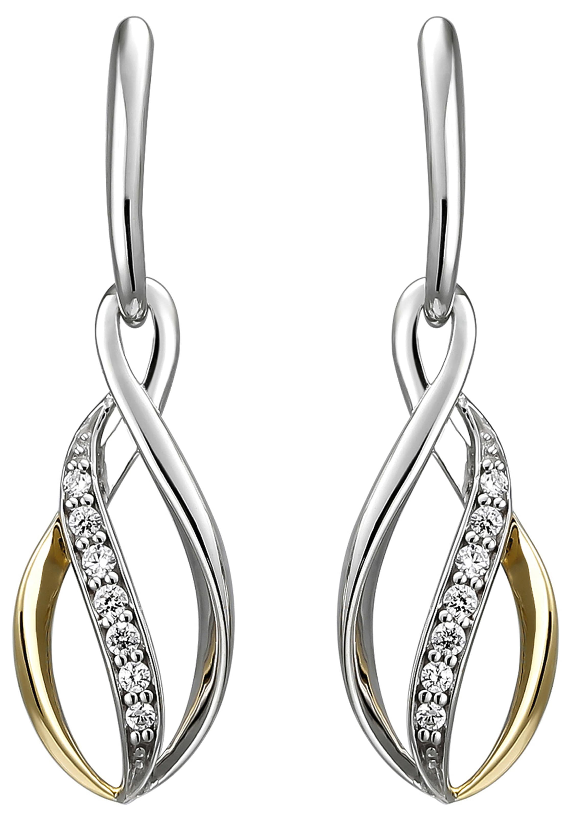 JOBO kaufen bicolor Ohrhänger, 925 Silber Zirkonia vergoldet Paar BAUR | mit 14
