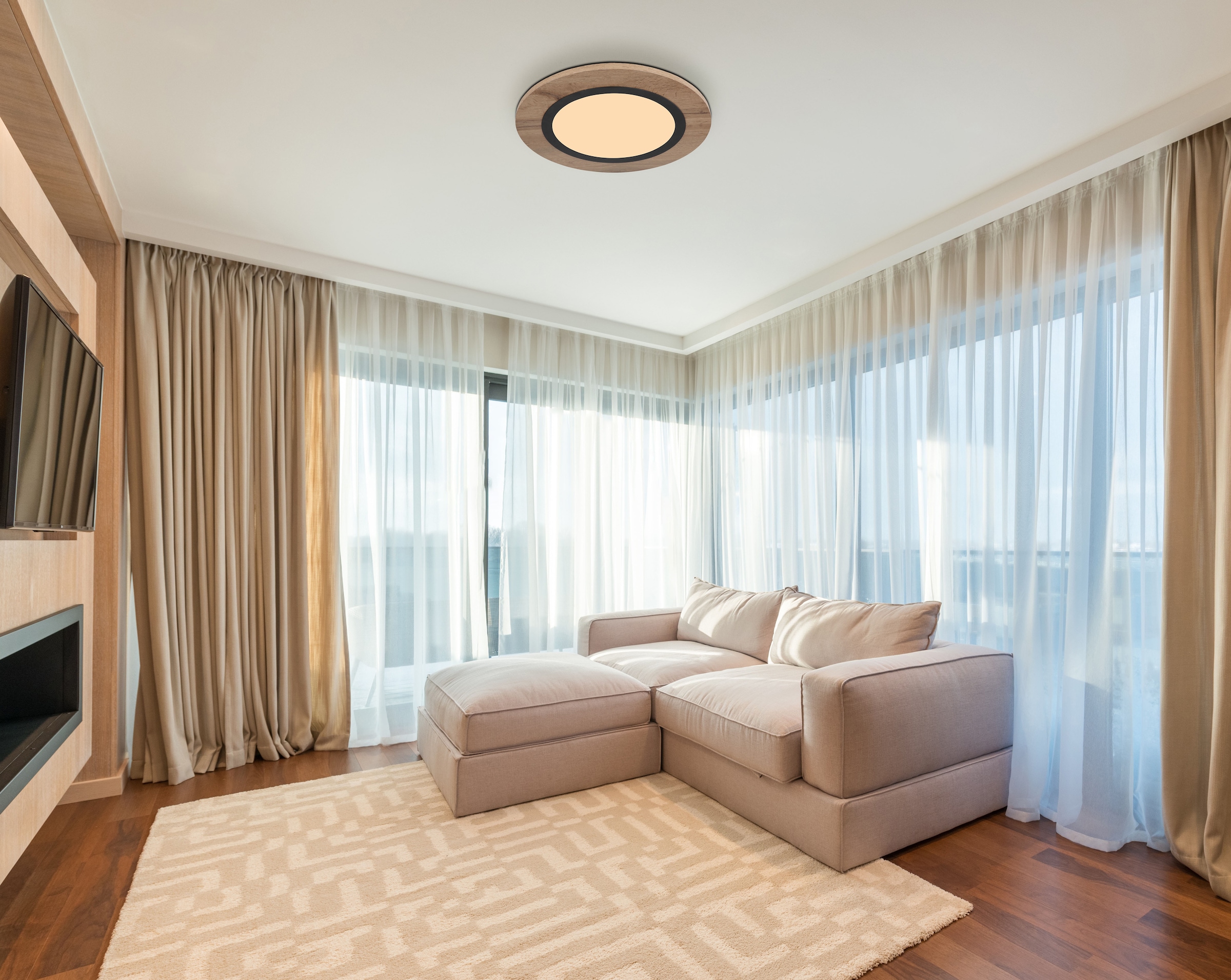 GLOBO LIGHTING LED Deckenleuchte »LEA«, Leuchtmittel LED-Modul | LED fest integriert, Deckenlampe/Wohnzimmer/Schlafzimmer/modern/Holz
