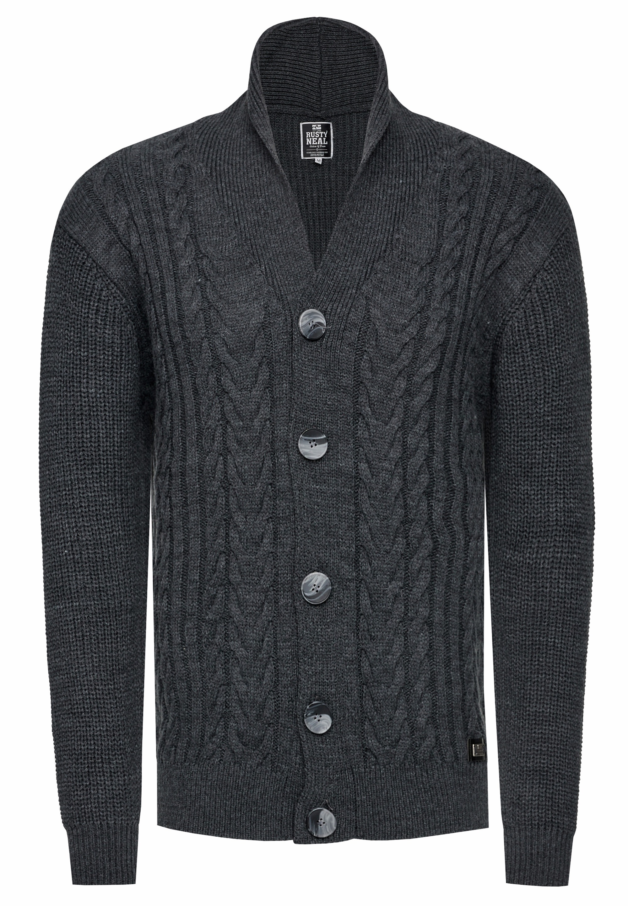 Rusty Neal Strickjacke »Rusty Neal Knitwear«, mit durchgehender Knopfleiste
