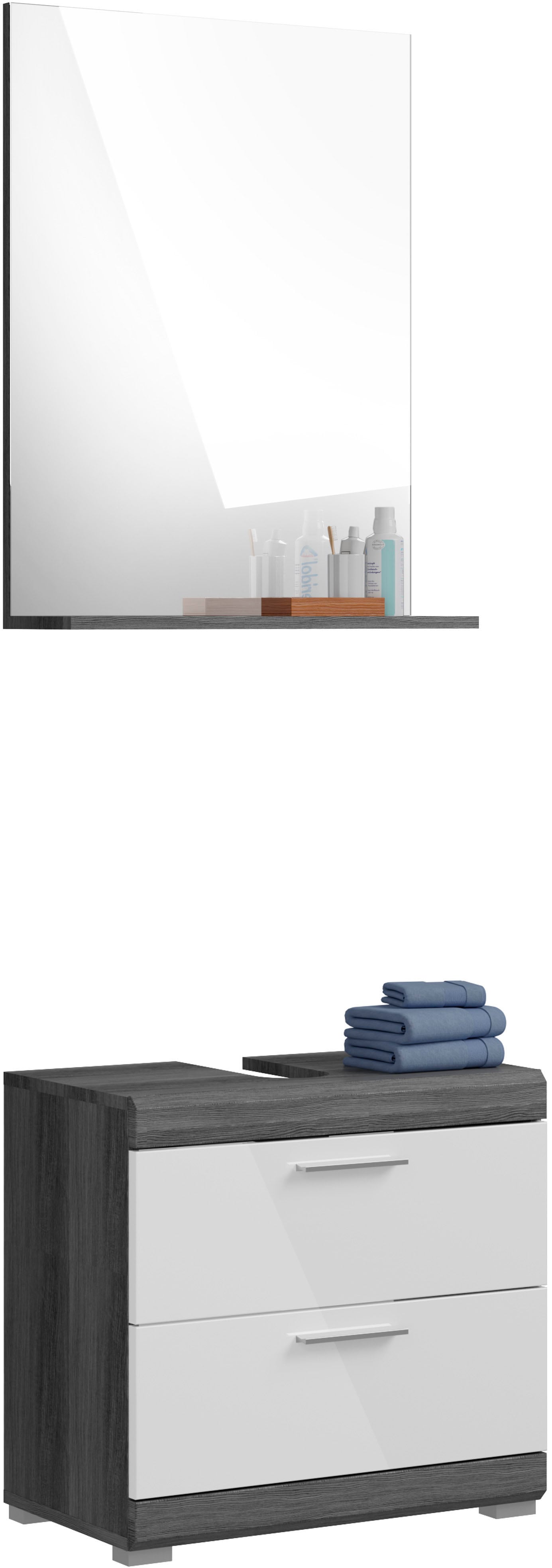 welltime "Siena, 2 teilig, bestehend aus: Waschbeckenunterschrank, Spiegel" Set, TOPSELLER, 2 Stk. tlg.