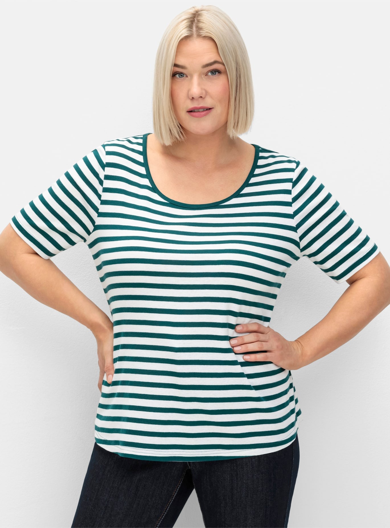 Sheego Kurzarmshirt »T-Shirt«, (1 tlg.)