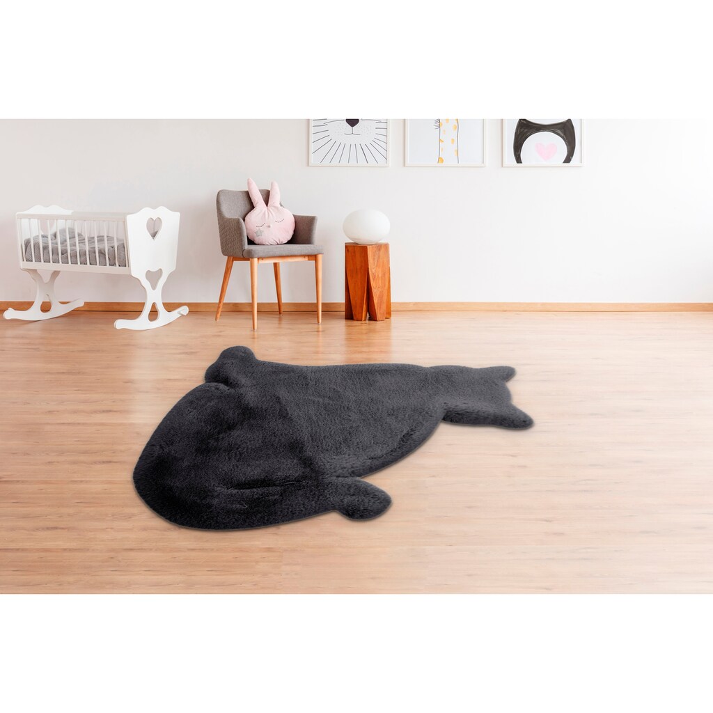 Lüttenhütt Kinderteppich »Katze«, Motivform, weich und flauschig, einfarbig, idealer Teppich fürs Kinderzimmer