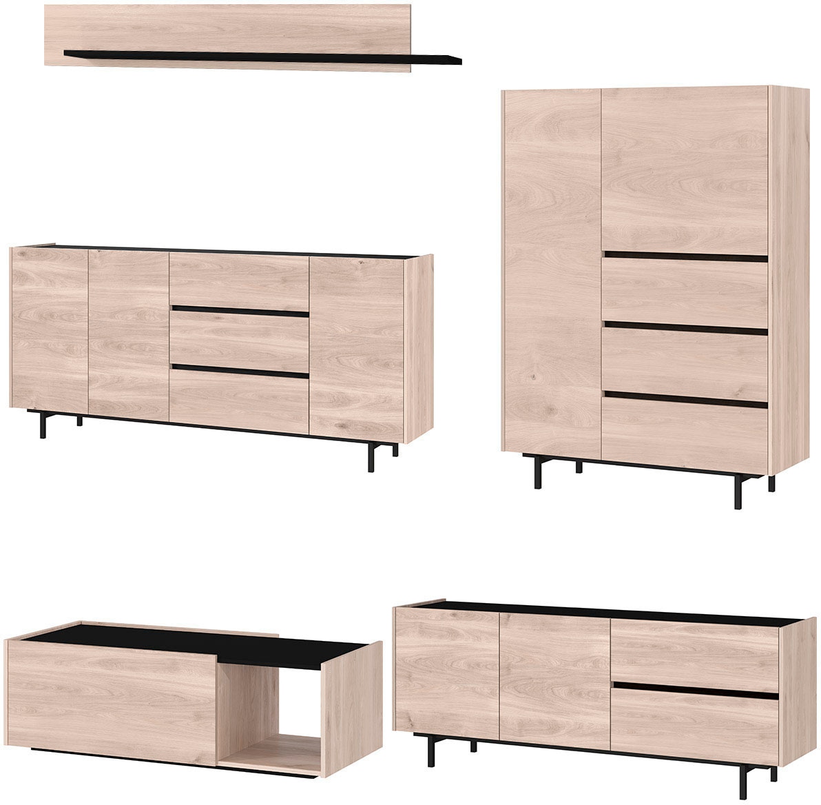 GERMANIA Wohnzimmer-Set "Cantoria", (Set, 5 St.), mit Sideboard, Highboard, günstig online kaufen