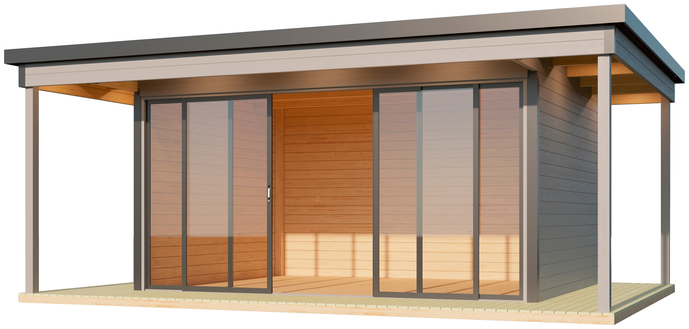 LASITA MAJA Gartenhaus "DOMEO 4 LOGGIA LICHTGRAU/ANTHRAZIT - NEU" mit Überd günstig online kaufen
