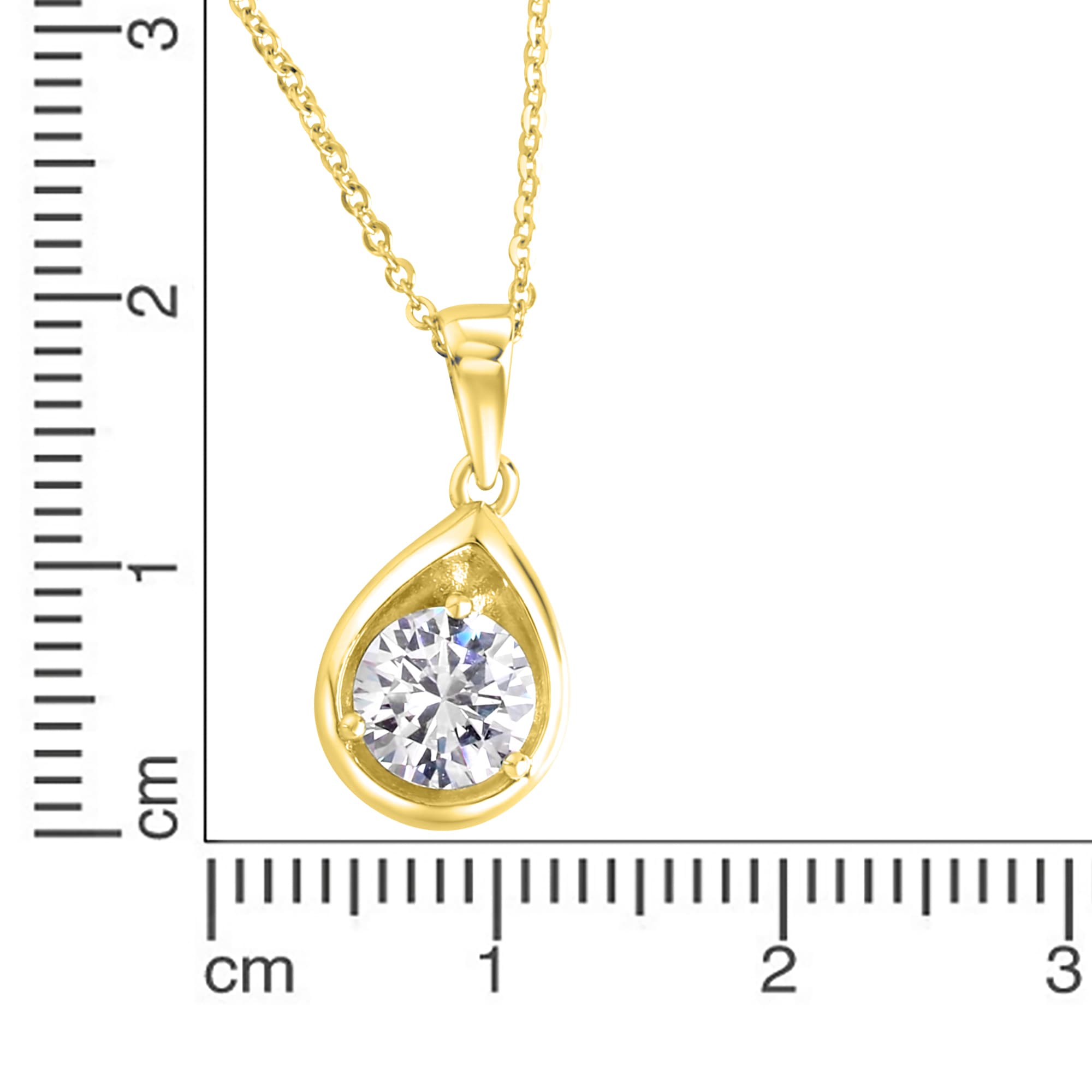 Zeeme Kette mit Anhänger »925 Sterling Silber vergoldet Zirkonia weiß«