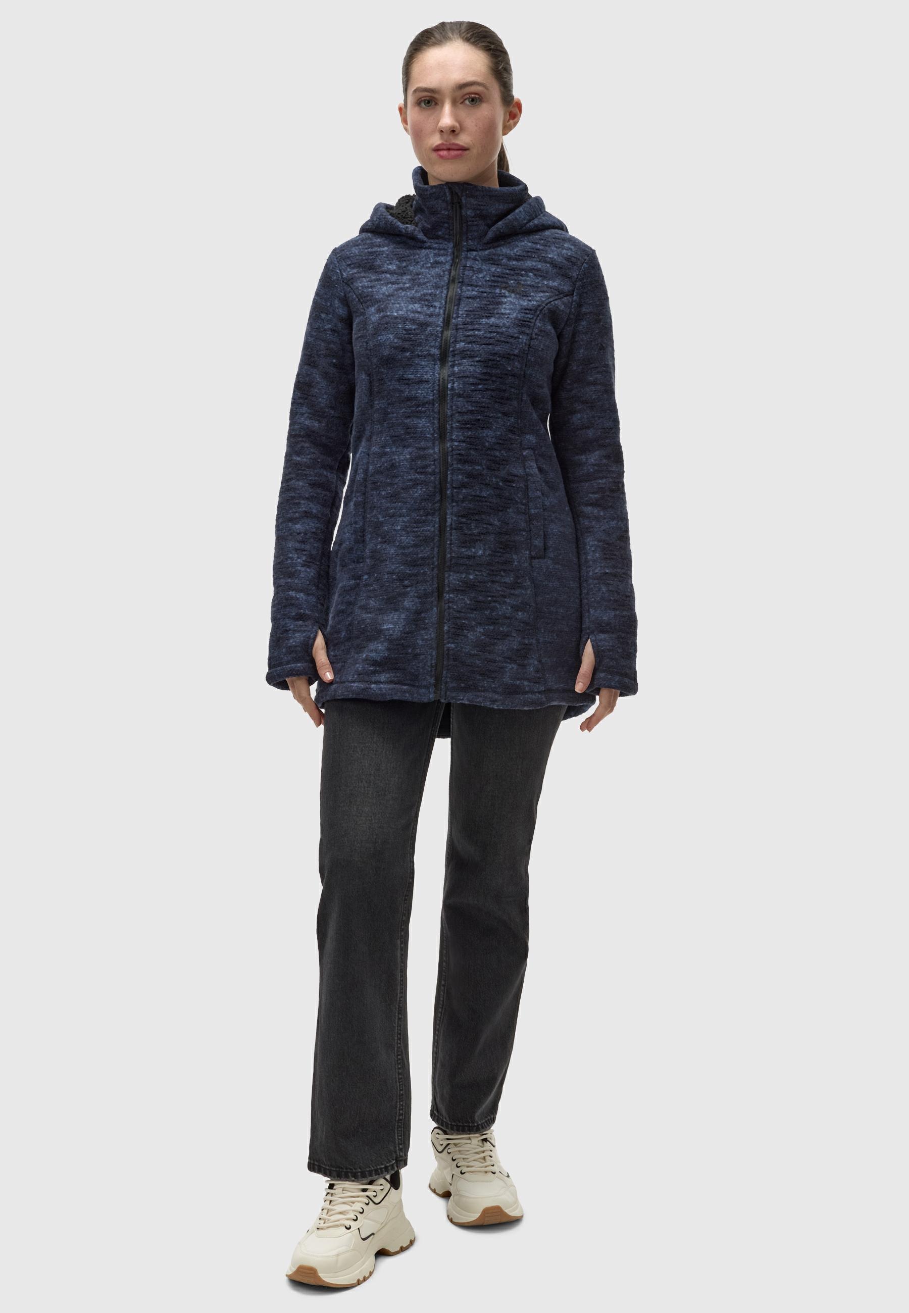 Ragwear Longstrickjacke »Leysha Melange«, Sportliche Kapuzenjacke in melierter Strick-Optik
