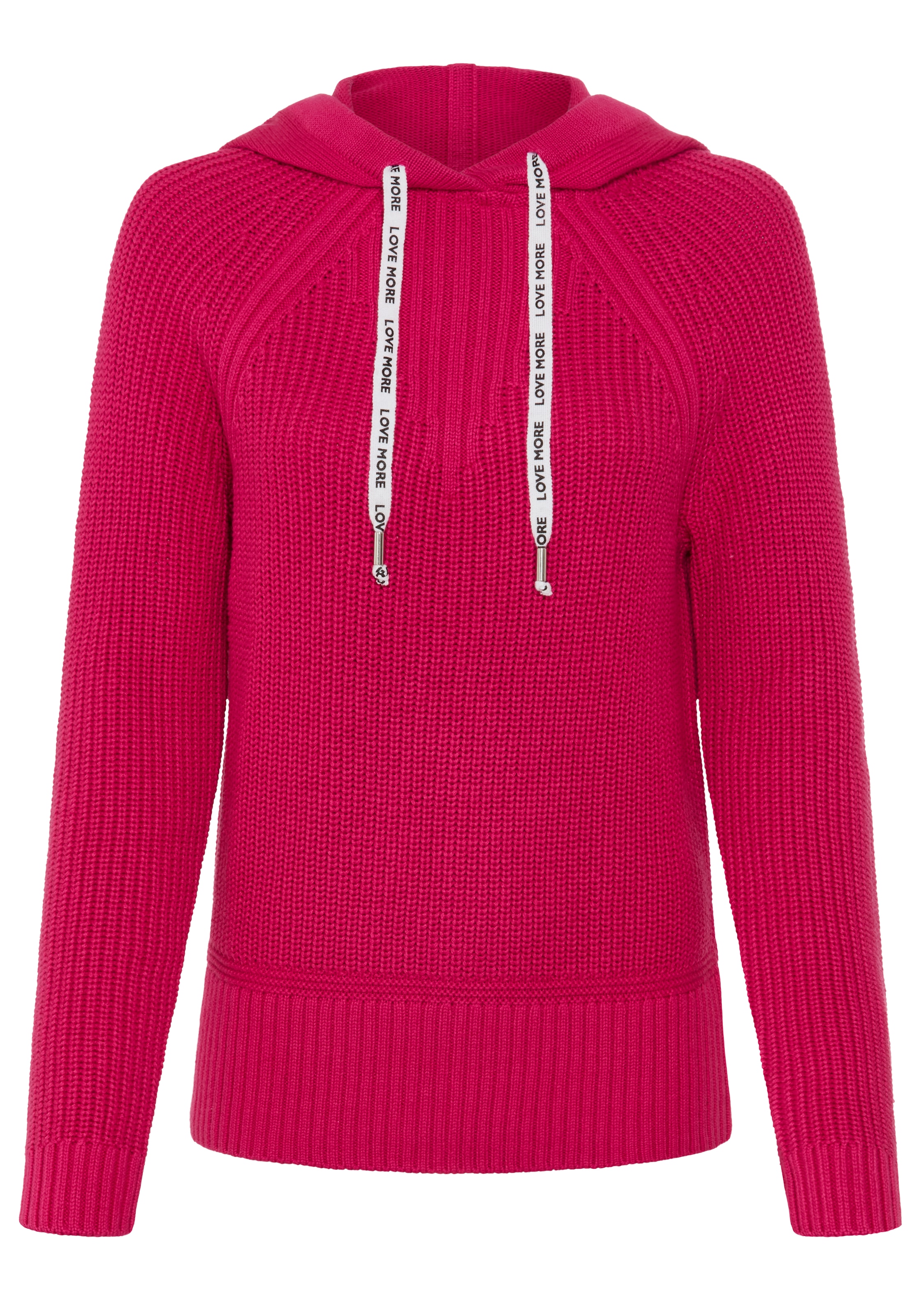 Laura Scott Strickpullover »mit Kapuze und Bänder mit Schrifzug« mit lässiger Passform