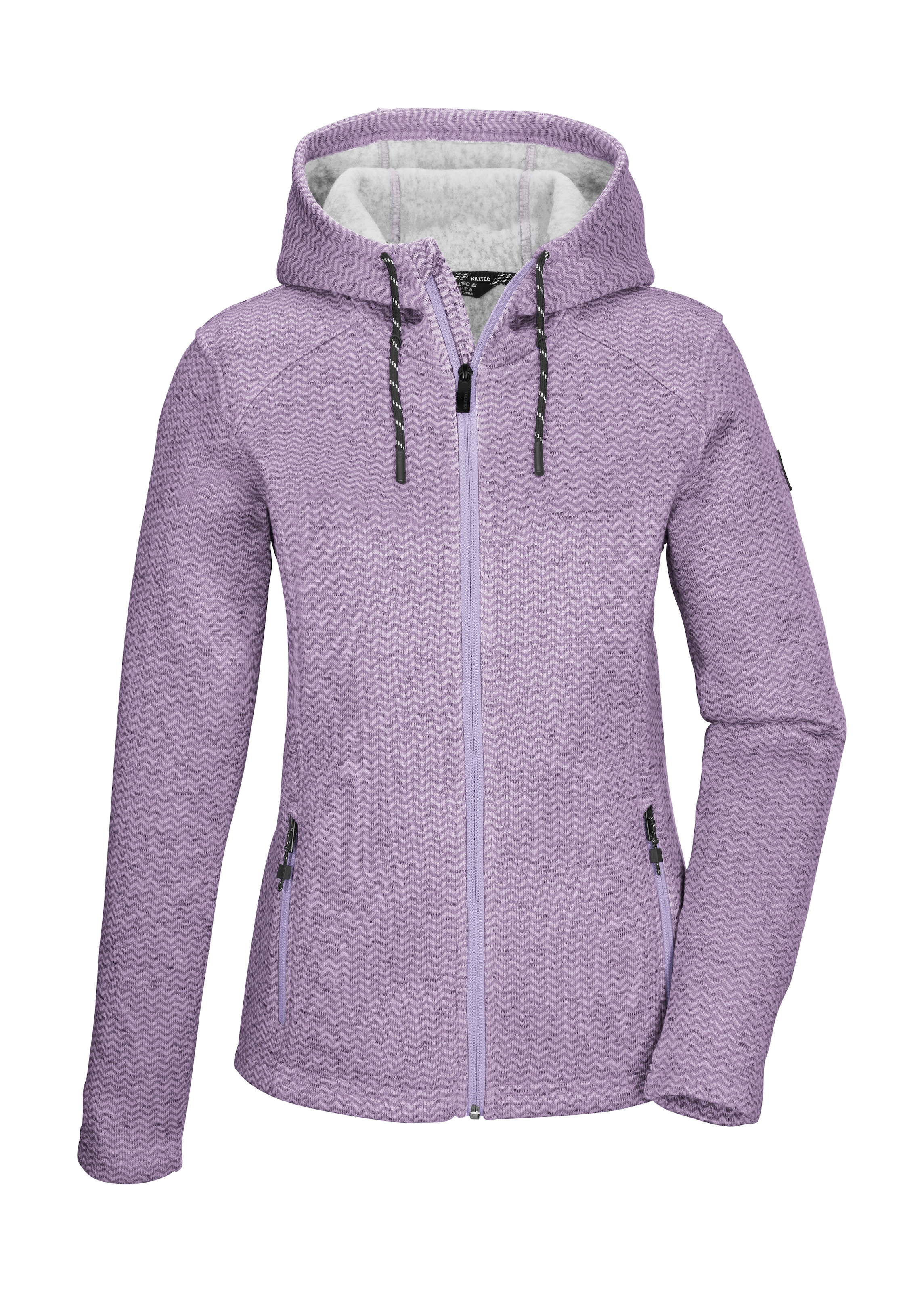 Killtec Fleecejacke "KOW 5 WMN KNTFLC JCKT" Strickfleecejacke mit verstellbarer Kapuze und Kinnschutz