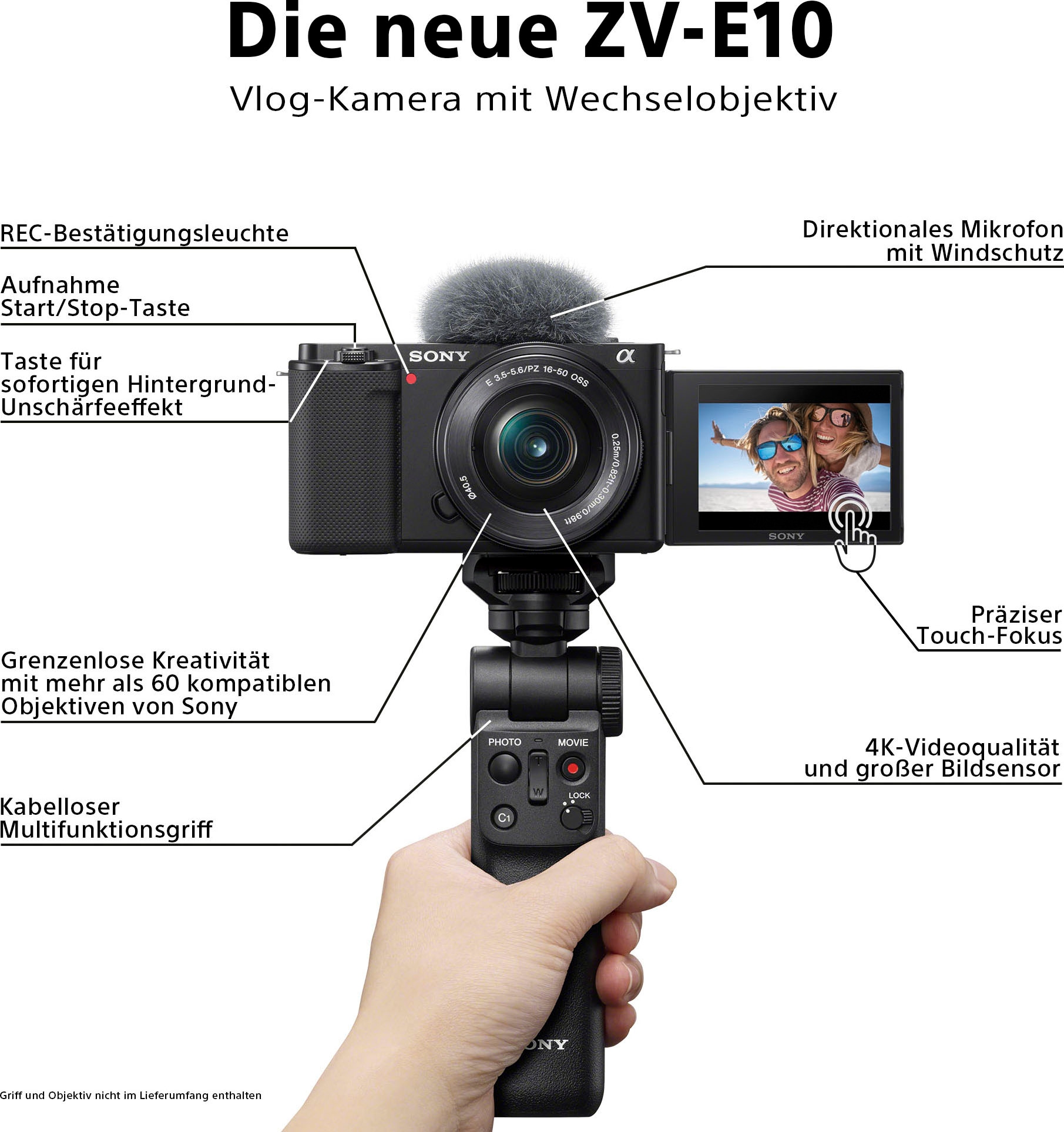 mm | schwenkbarem Display 16 - SEL16-50 PZ MP, 50 Sony (SELP1650), inkl. (WiFi), Bluetooth-WLAN 5.6 - F3.5 »ZV-E10L«, Systemkamera E 24,2 Vlog-Kamera mit BAUR OSS Objektiv