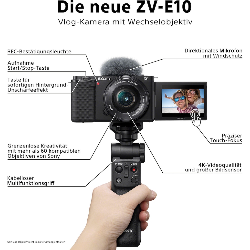 Sony Systemkamera »ZV-E10L«, E PZ 16 - 50 mm F3.5 - 5.6 OSS (SELP1650), 24,2 MP, Bluetooth-WLAN (WiFi)