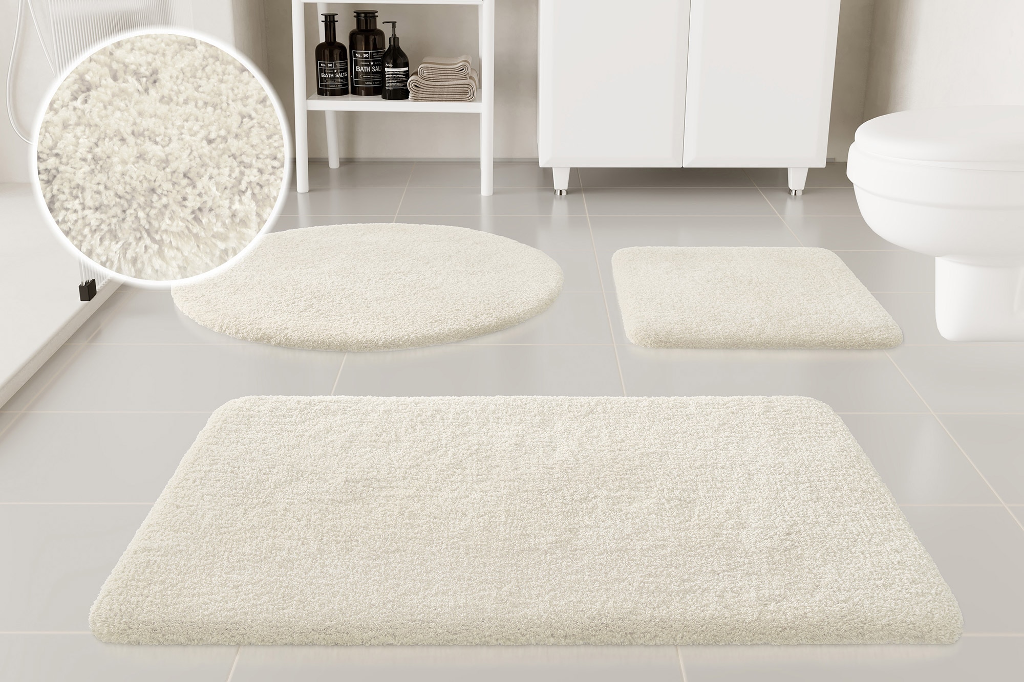 OTTO home Badematte "Kaarin, uni, viele Farben, Badvorleger, Badezimmer Teppich" Höhe 30 mm rutschhemmend beschichtet fußbodenheizungsgeeignet Badteppich, getuftet, flauschig, hochflor, große Farbauswahl