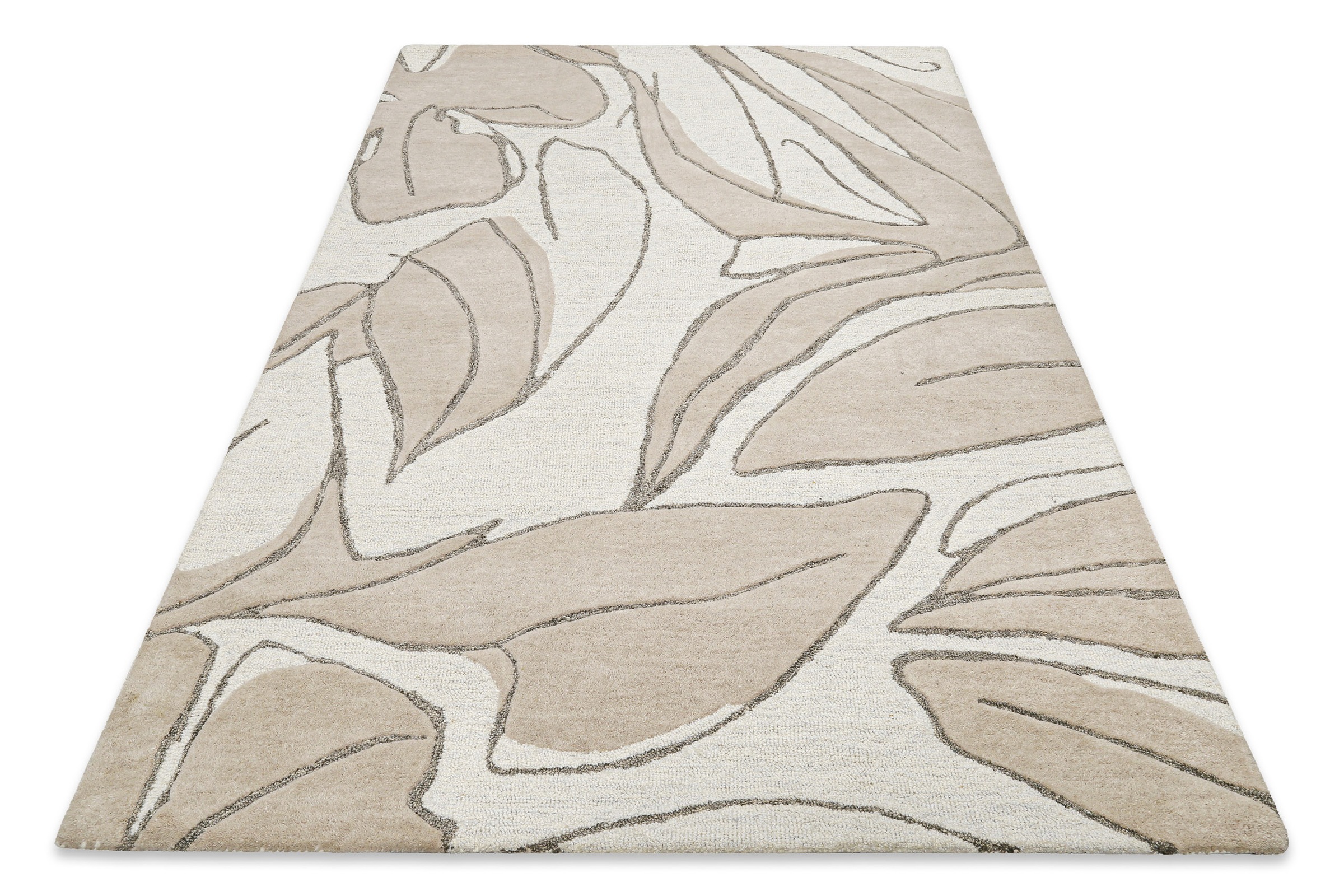 Teppich WECON HOME "Tunia", beige, B:80cm H:10mm L:150cm, Schurwolle, Teppiche, Teppich, handgefertigt, floral, pflegeleicht, Wolle, Wohnzimmer, Schlafzimmer 3