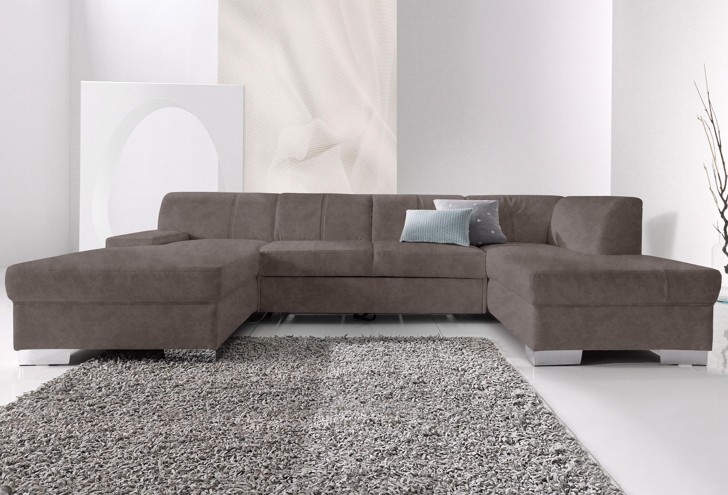 DOMO collection Wohnlandschaft "Star, zeitloses und elegantes Design, viel Platz, Breite 304cm, U-Form" fester Sitzkomfort, wahlweise mit Bettfunktion