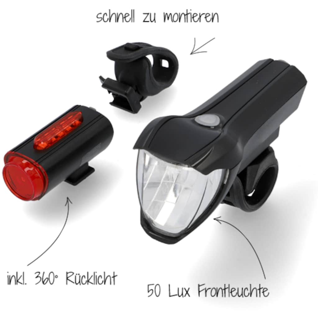 FISCHER Fahrrad Fahrradbeleuchtung, (Set, 3, Front- und Rücklicht)