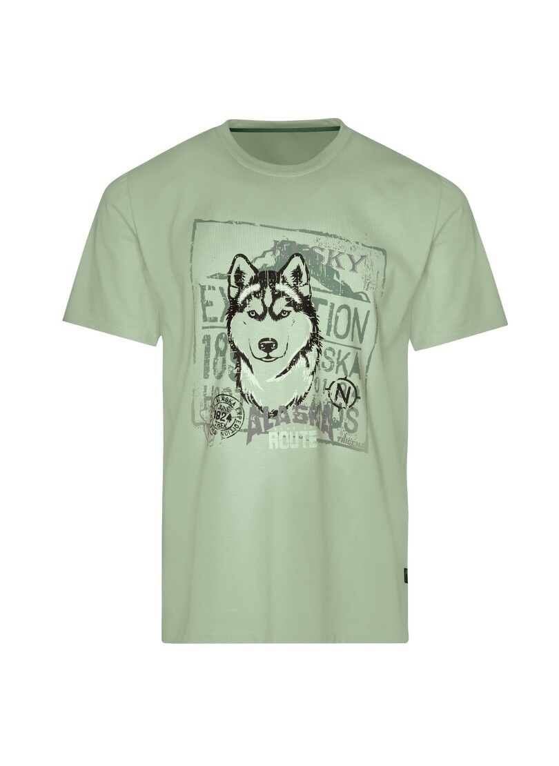 Trigema T-Shirt »TRIGEMA T-Shirt mit großem Husky-Printmotiv«, (1 tlg.)