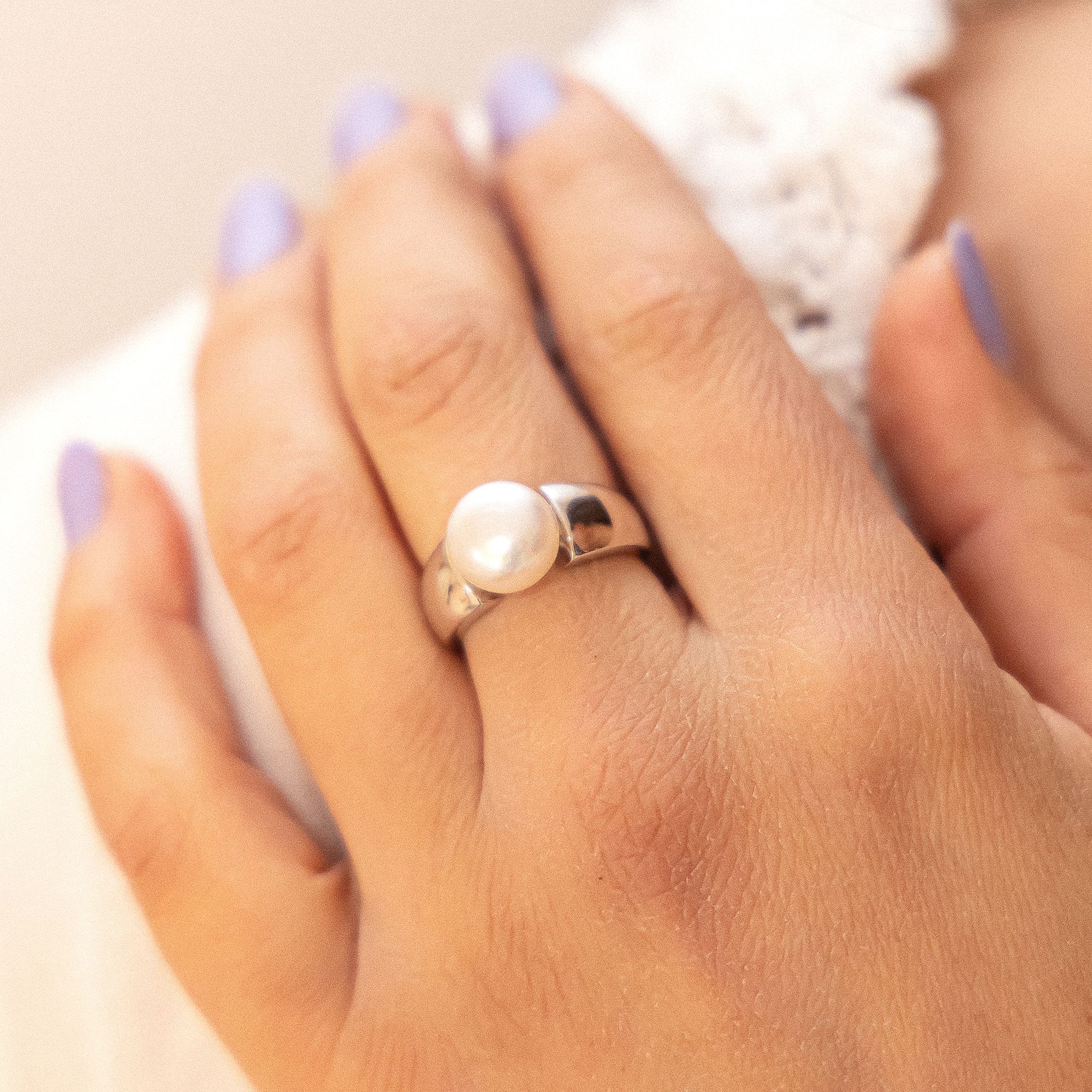 Zeeme Pearl Ring White Size 16 2
