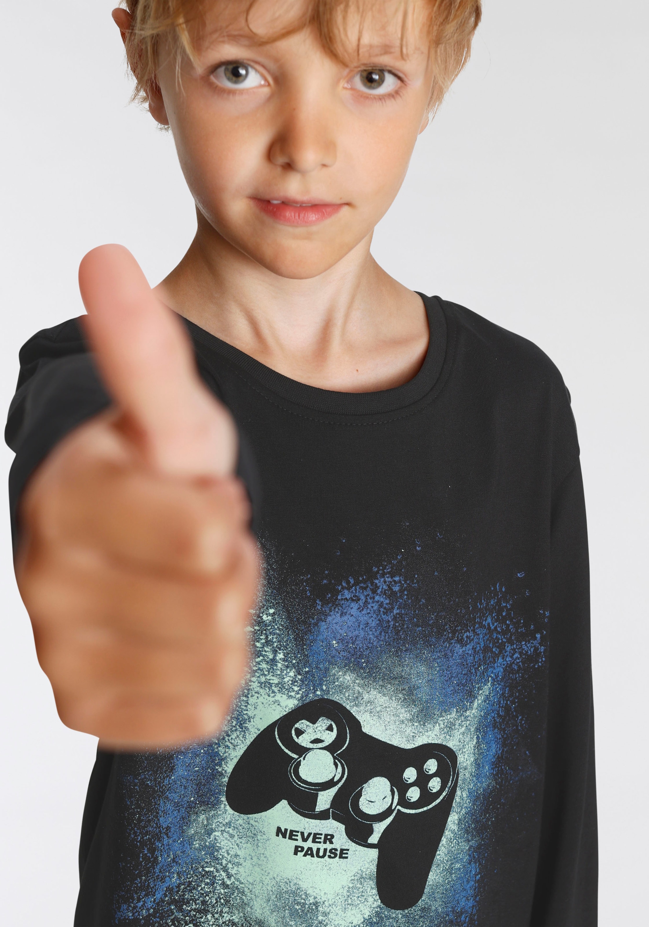 KIDSWORLD Langarmshirt »GAMER«, Langarm, Basic-Passform, mit trendigem Aufdruck