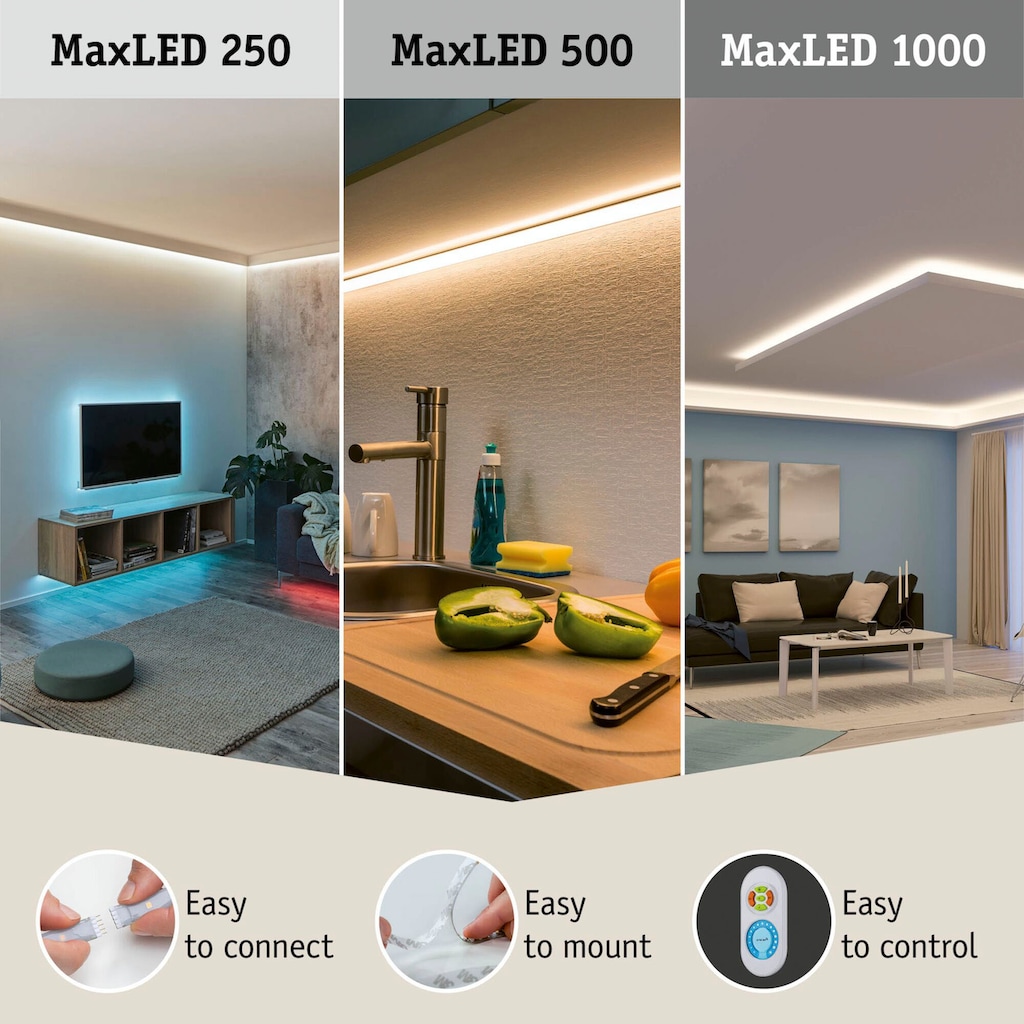 Paulmann LED-Streifen »MaxLED 250 TV Comfort Basisset 75 Zoll 5,1m Dynamic RGB 25,5W 230lm/m«, 1 St.-flammig