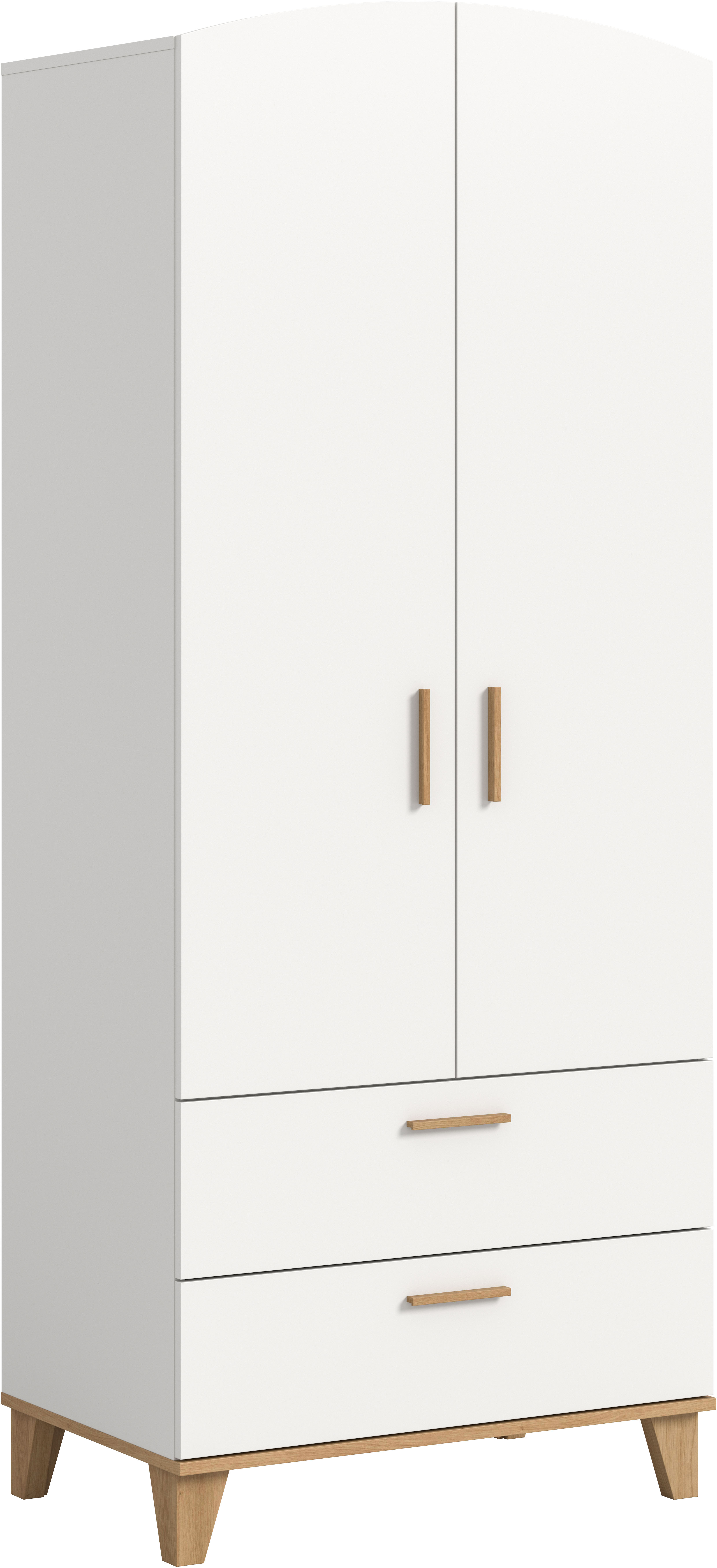 Home affaire Kleiderschrank "LASSE, Schlafzimmerschrank, Garderobe, Schrank" in verschiedenen Breiten erhältich, im Scandi-Look, 1 Stk. tlg. 2 Türen, 2 Schubkästen, 1 Konstruktionsboden, 1 Kleiderstange