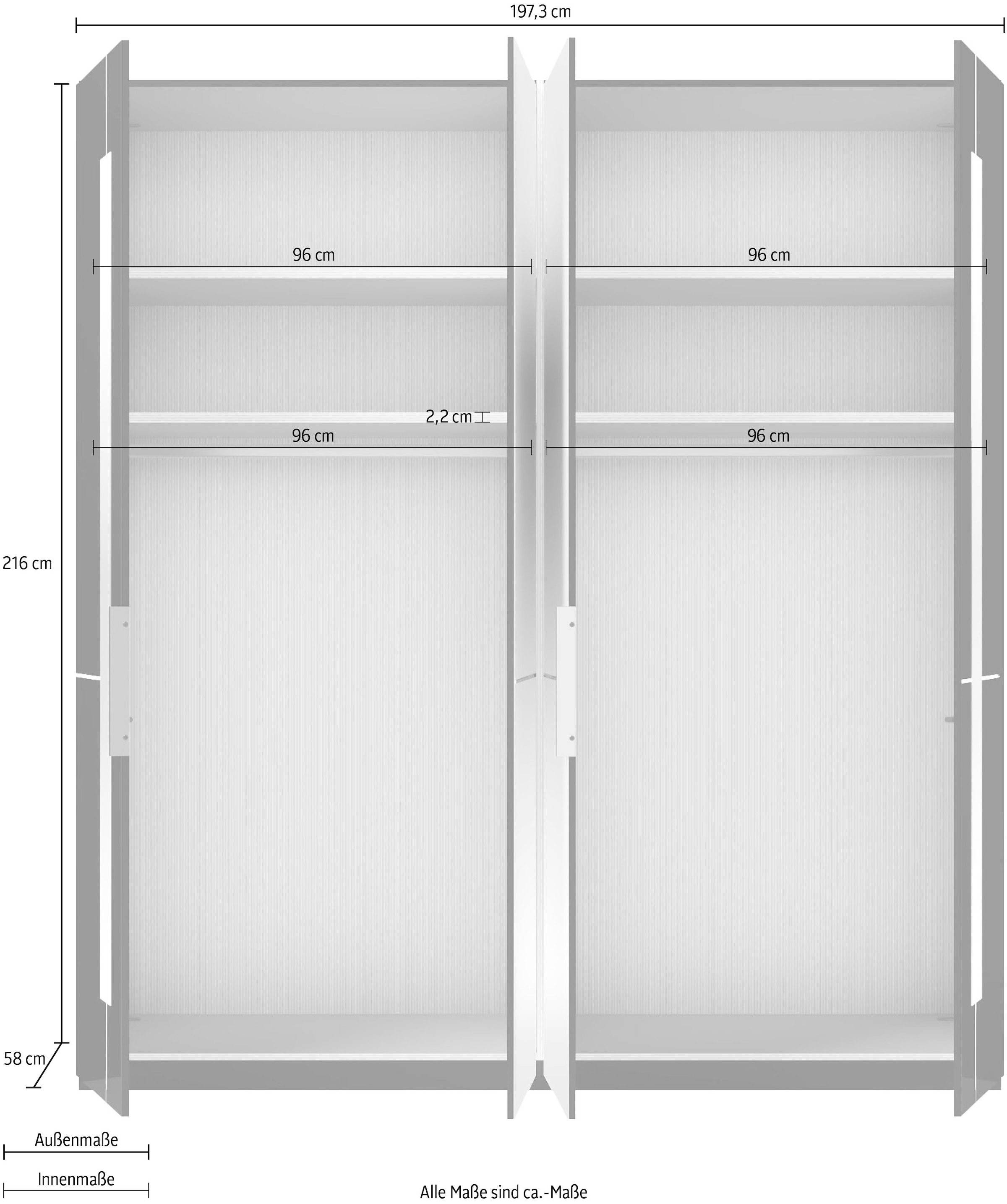 Musterring Drehtürenschrank »Imola W«, inkl. Einlegeböden und Kleiderstangen, mit Glas- und Spiegeltüren