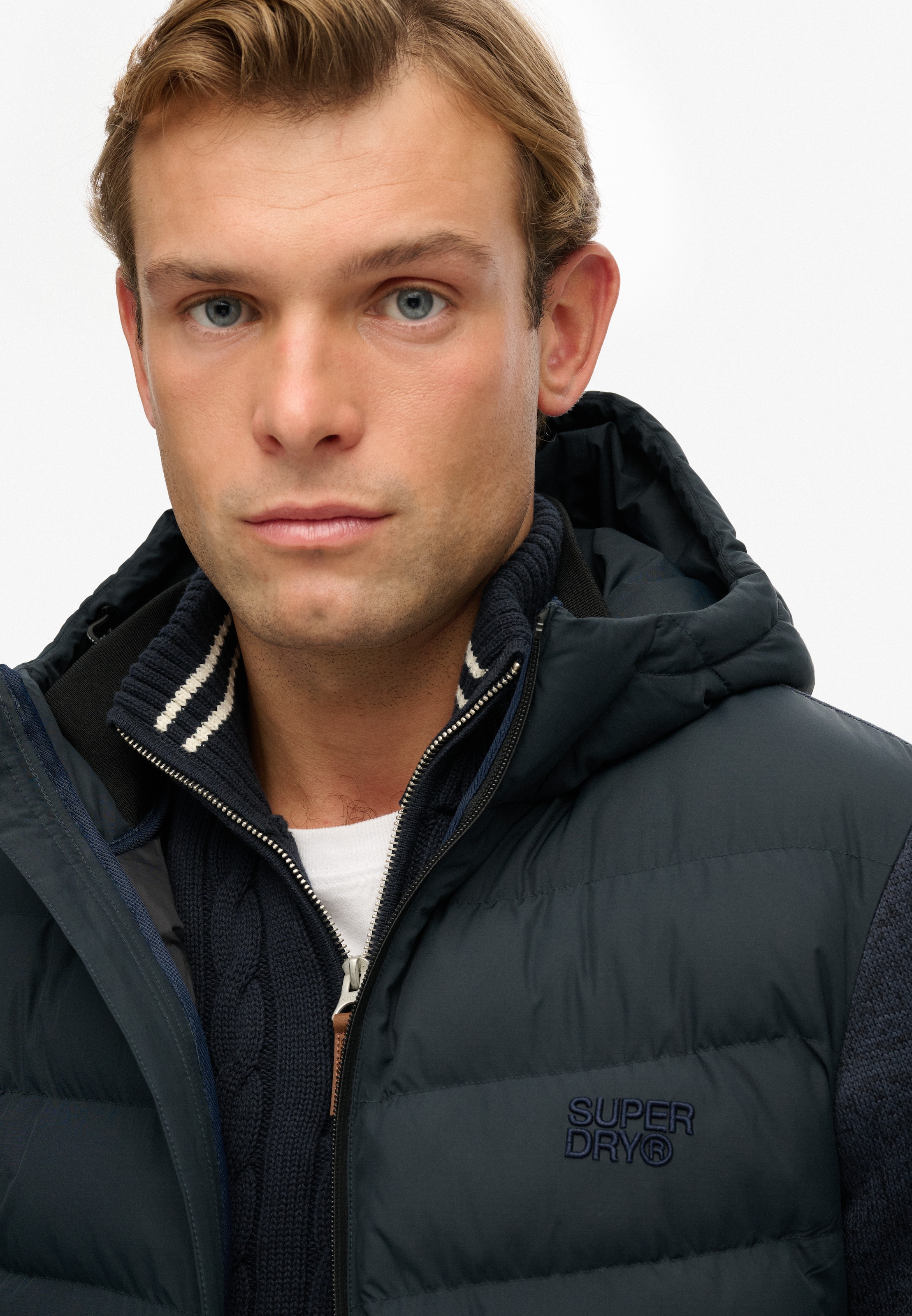Superdry Steppjacke »HOODED STORM KNIT HYBRID JKT«, mit Kapuze