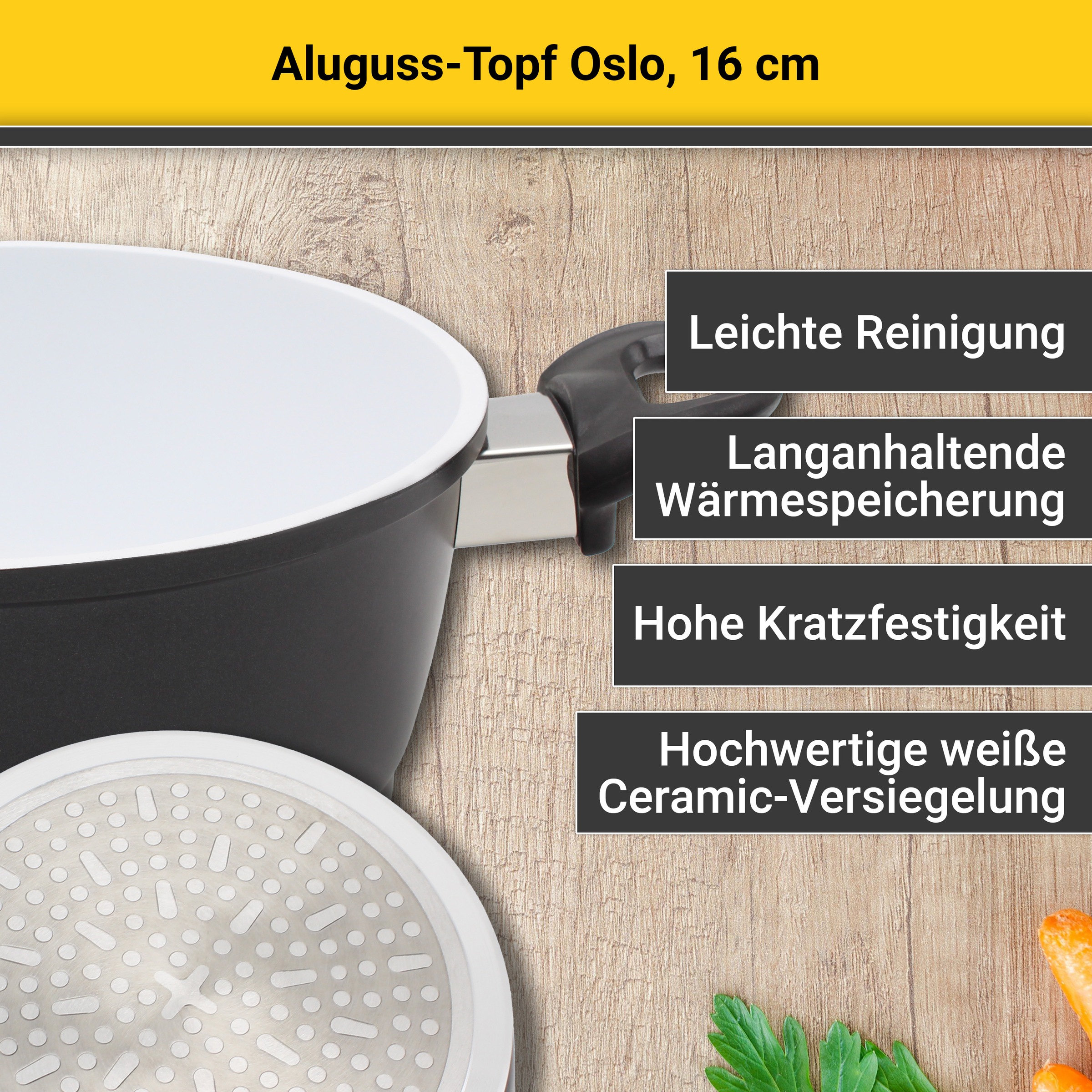 Krüger Fleischtopf "Aluguss Topf mit Glasdeckel Oslo" 1 Stk. tlg. Aluminium günstig online kaufen
