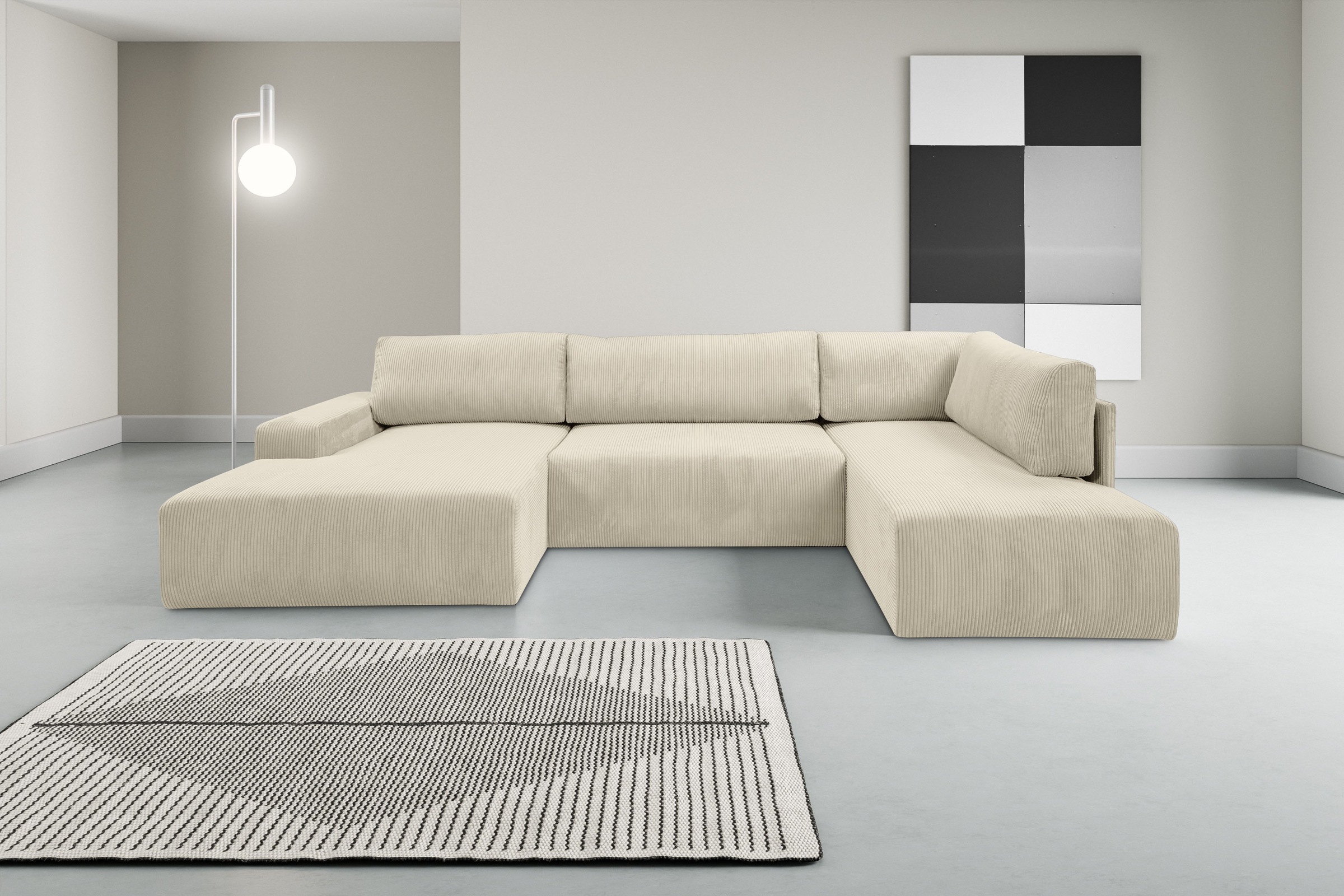 WERK2 Wohnlandschaft "Rotterdam-U, U-Form, in kuschelweichem Cord oder Brei günstig online kaufen