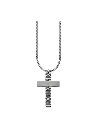 Kette mit Anhänger »925/- Sterling Silber matt-oxidiert Kreuz«