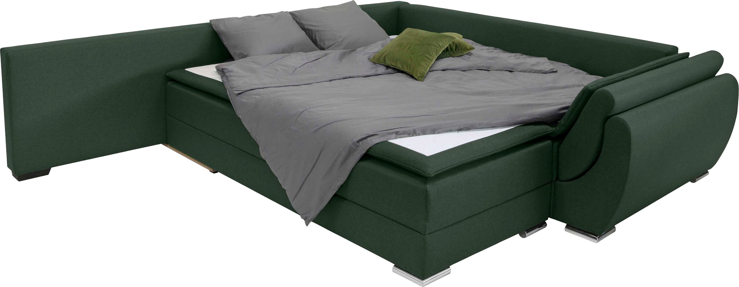 INOSIGN Ecksofa »Göteborg«, mit Boxspring-Bettfunktion und Bettkasten, Dauerschlaffunktion, Topper