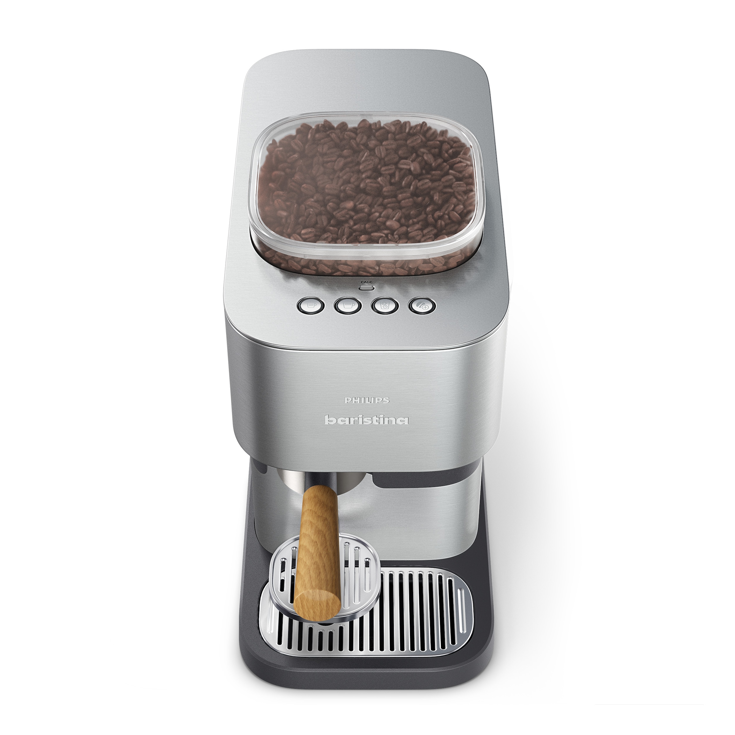 PHILIPS baristina Espressomaschine »Plus in Edelstahl BAR500/00 mit Mahlwerk für ganze Bohnen« Iced Coffee Funktion, 16 bar Pumpendruck, Edelstahl/Eschenholz