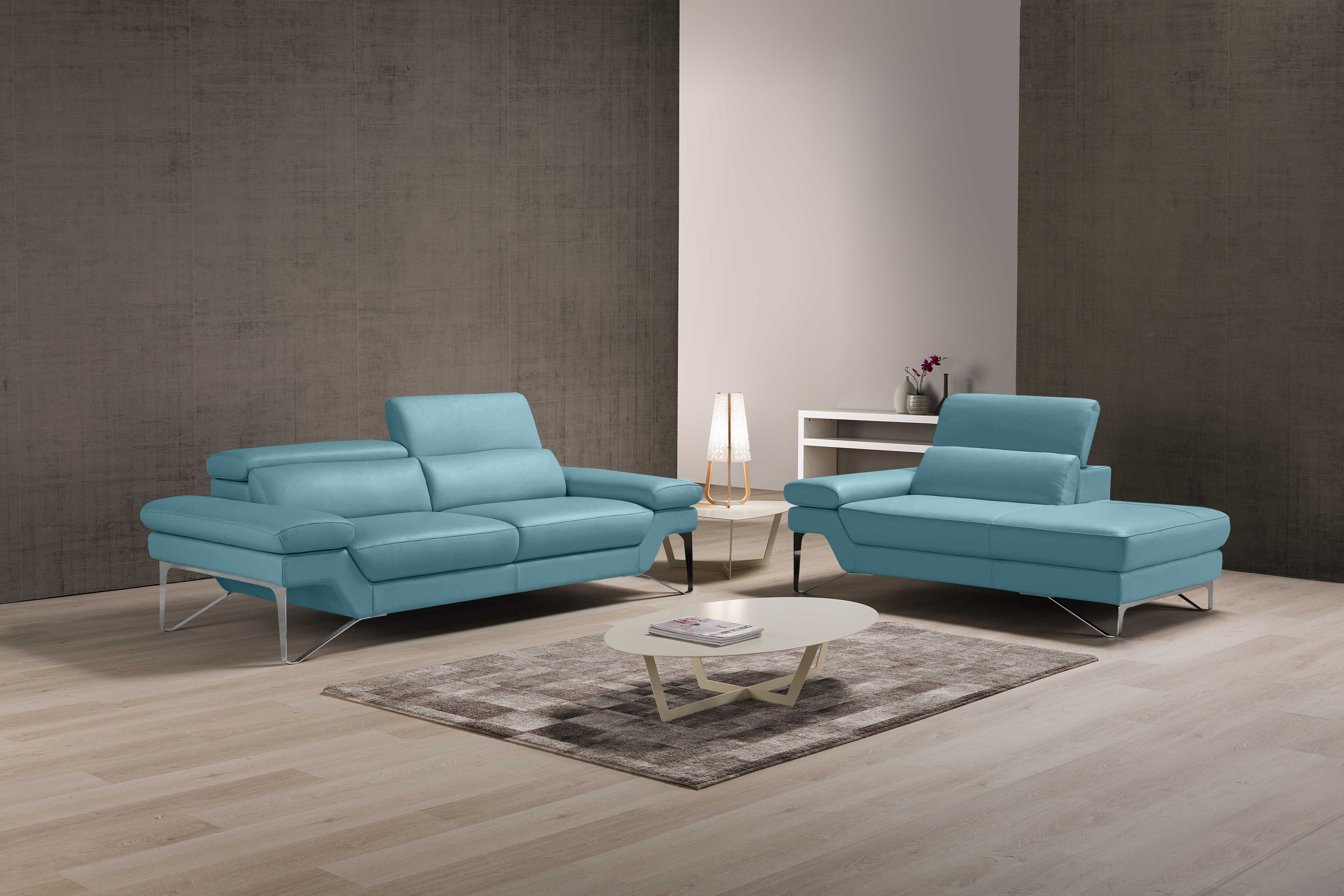 Egoitaliano Polstergarnitur "Princess Design und Sitzkomfort im Einklang, bequem und hochwertig" Set aus 2,5 Sitzer und freitehende Ottomane, Kopfstützen verstellbar