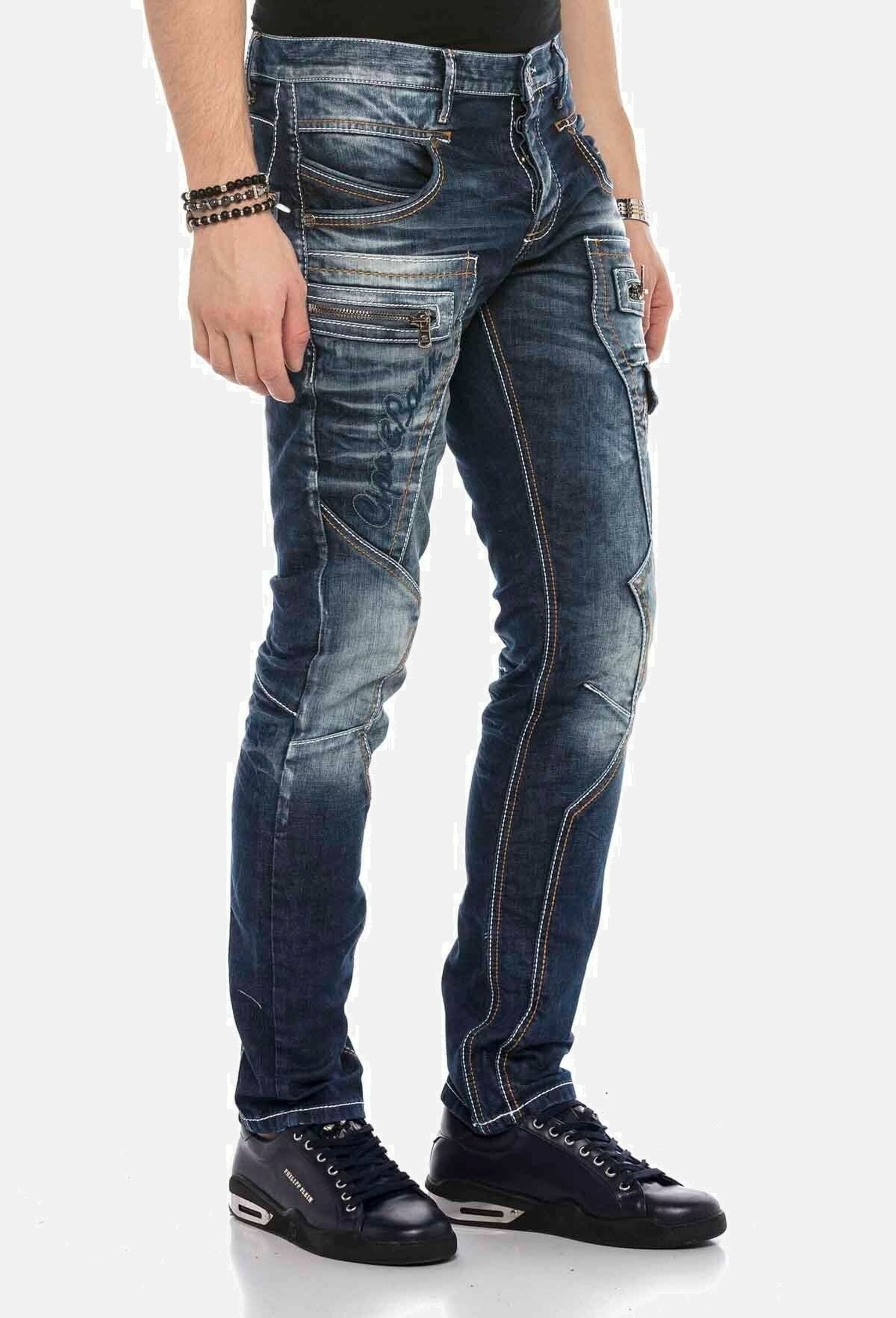 Cipo & Baxx Regular-fit-Jeans »Cipo & Baxx Jeans DENIM« bequeme Jeans mit Kontrastnähten, CD584