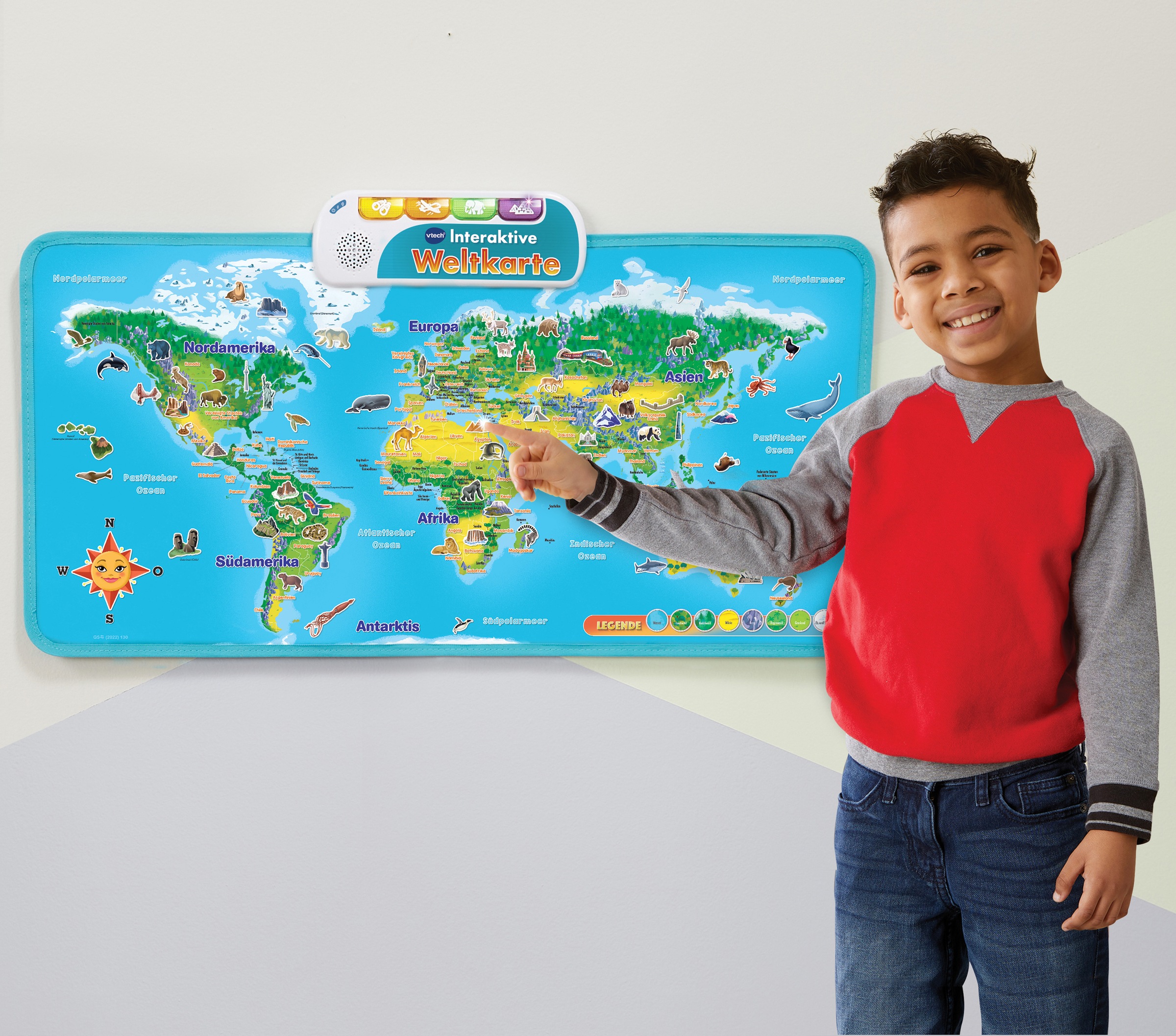 Vtech® Lernspielzeug »School & Go, Interaktive Weltkarte«, für Boden und Wand