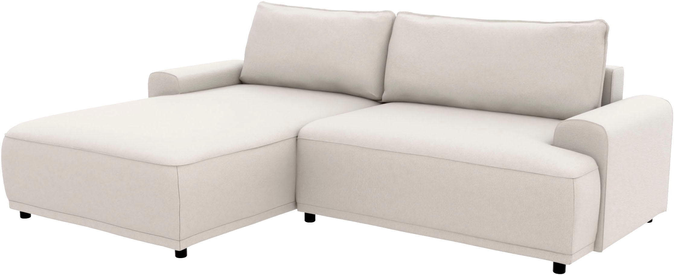 TRENDMANUFAKTUR Ecksofa »Fordon, Schlafsofa mit Bettkasten, Couch in L-Form, Breite 250 cm«, in Struktur LUMOS, 3D-Effekt, sandgrau, Recamiere links
