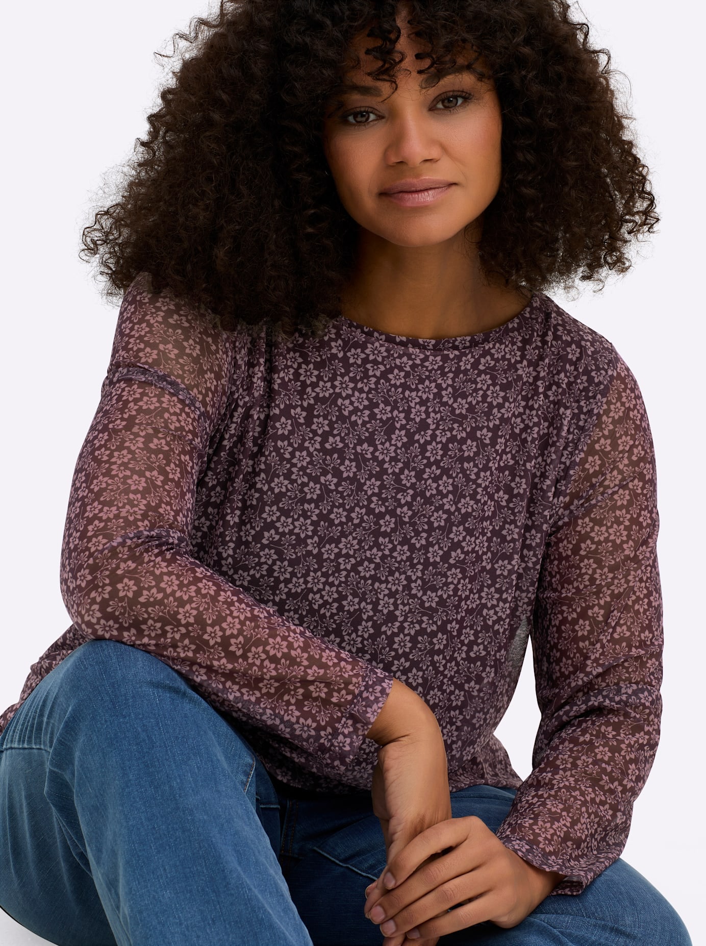 Sheego Langarmshirt »Mesh-Shirt« 1 Stk. tlg.