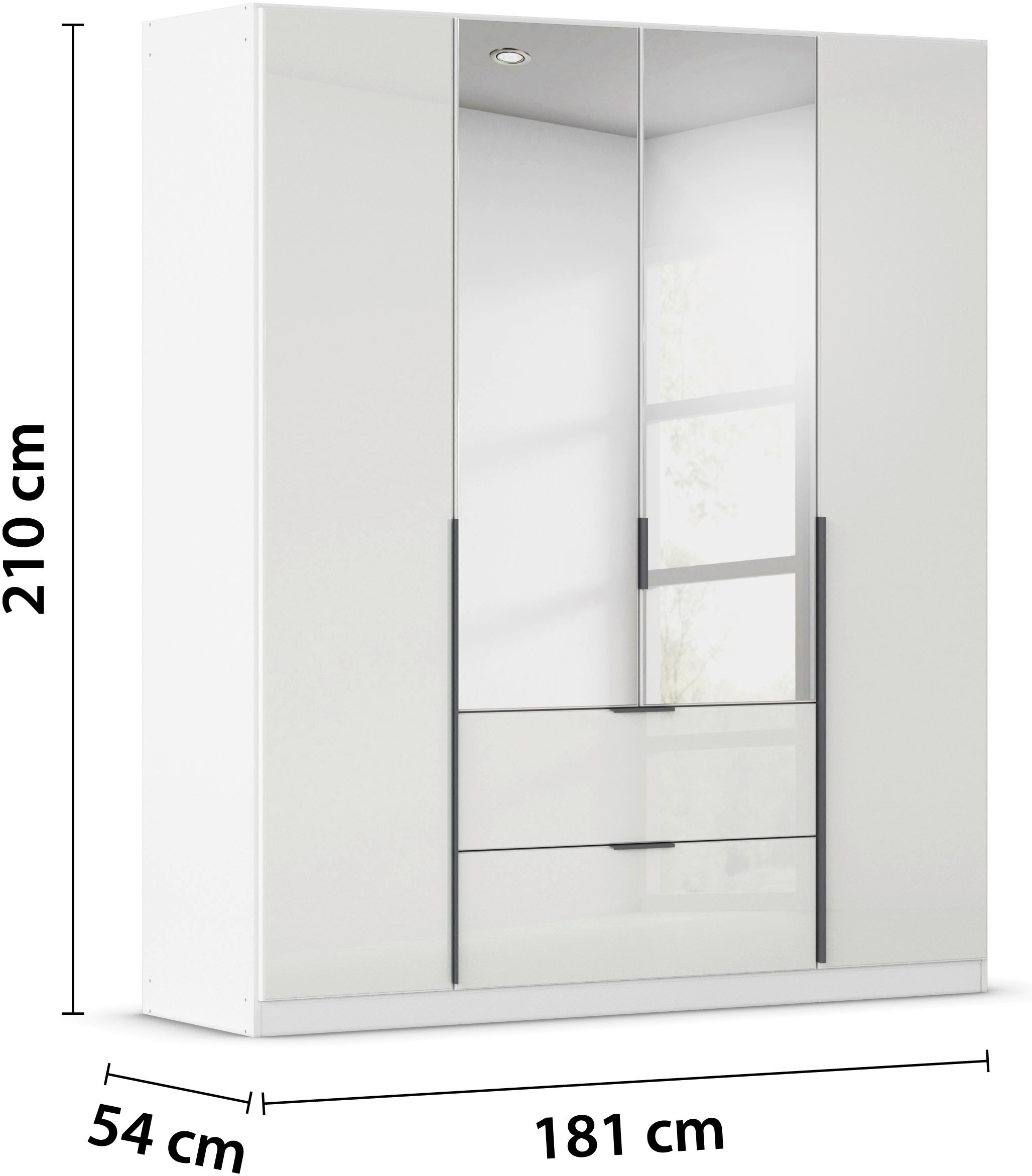 rauch Drehtürenschrank »Kleiderschrank Kleiderschränke Schrank Garderobe AGORDO mit Glasfront«, (in zwei Griff-Farben mit Glasfront), mit Außenschubkästen, in 6 Breiten und 2 Höhen MADE IN GERMANY