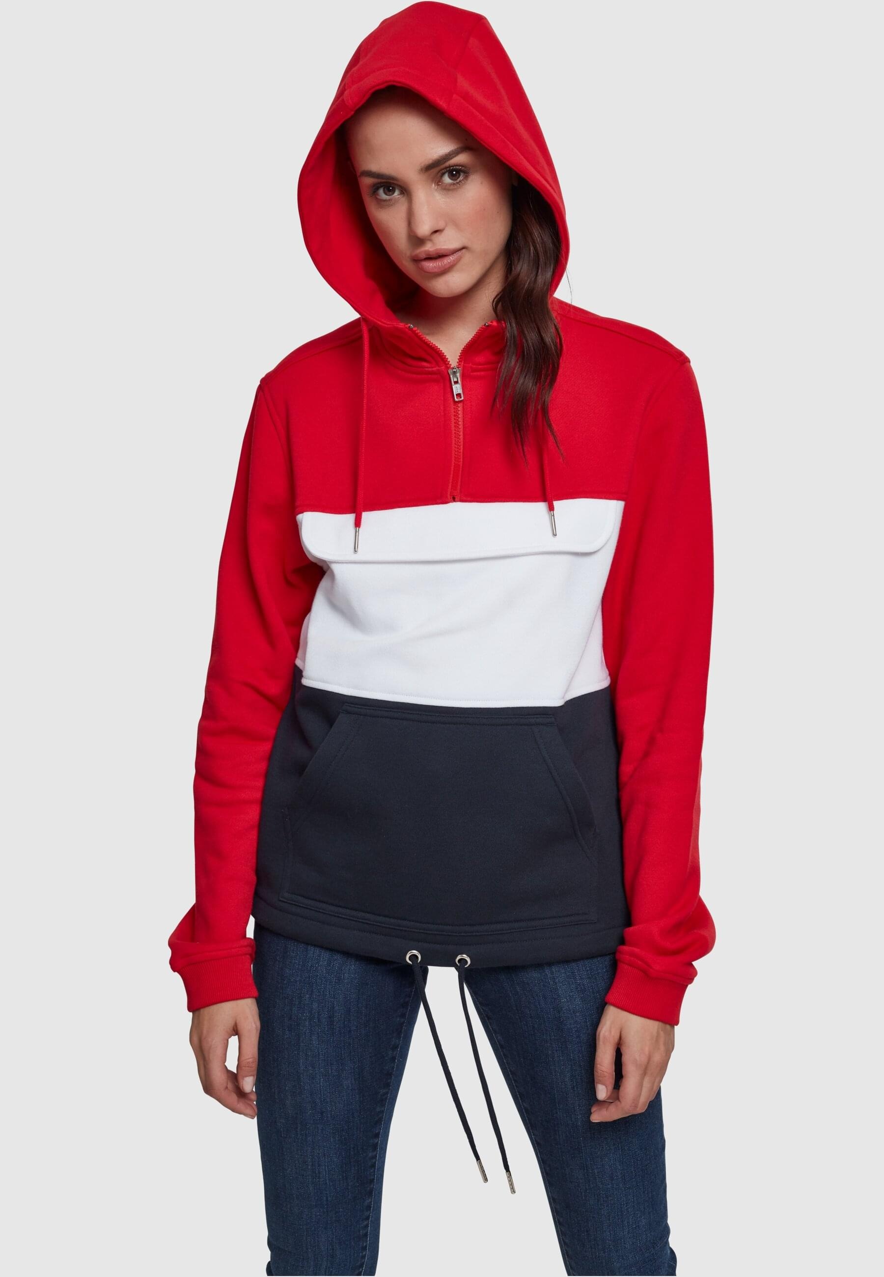 URBAN CLASSICS Rundhalspullover »Urban Classics Damen Ladies Color Block Sweat Pull Over Hoody«, (1 tlg.)