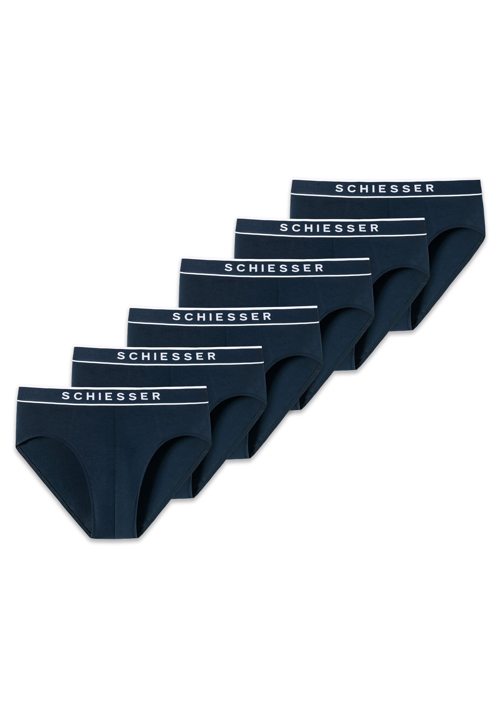 SCHIESSER Herren Slip "Slip 6PACK Rio-Slip "95/5" 6er Pack", Gr. Mblau, Obermaterial: 95% Baumwolle CO. 5% Elasthan EL., Unterhosen