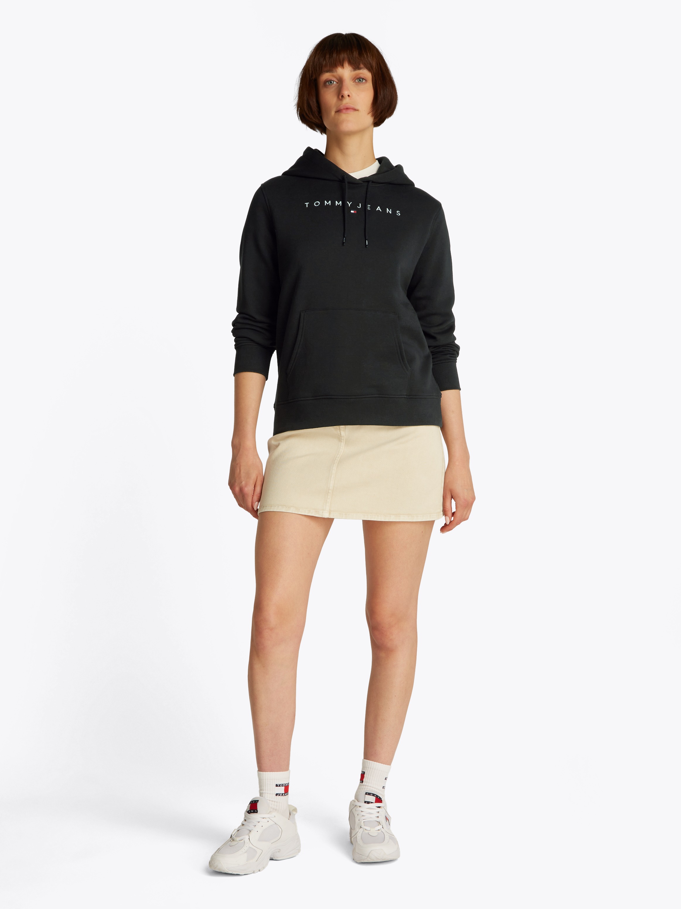 Thumbnail - Tommy Jeans Curve Kapuzensweatshirt "TJW REG TONAL LINEAR HOODIE EXT" in Großen Größen, Kapuze, Logostickerei