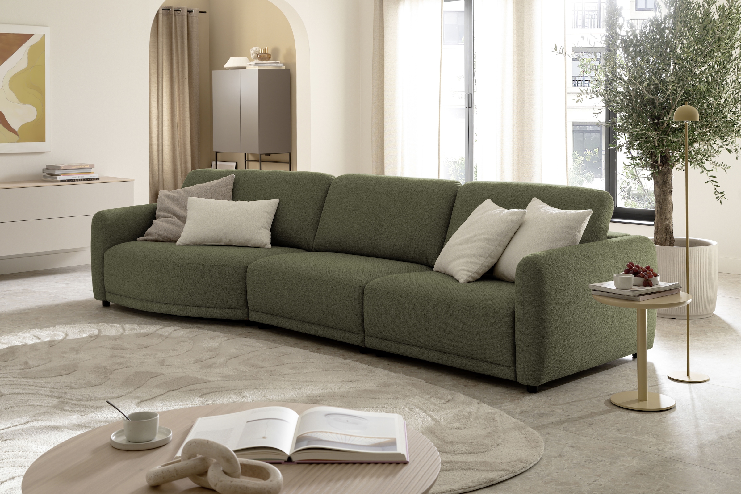 SCHÖNER WOHNEN-Kollektion 3-Sitzer »Wonder, Modernes Design mit sanfter Rundung« Organische Form, Kammerkissen-Komfort & XXL-Maße