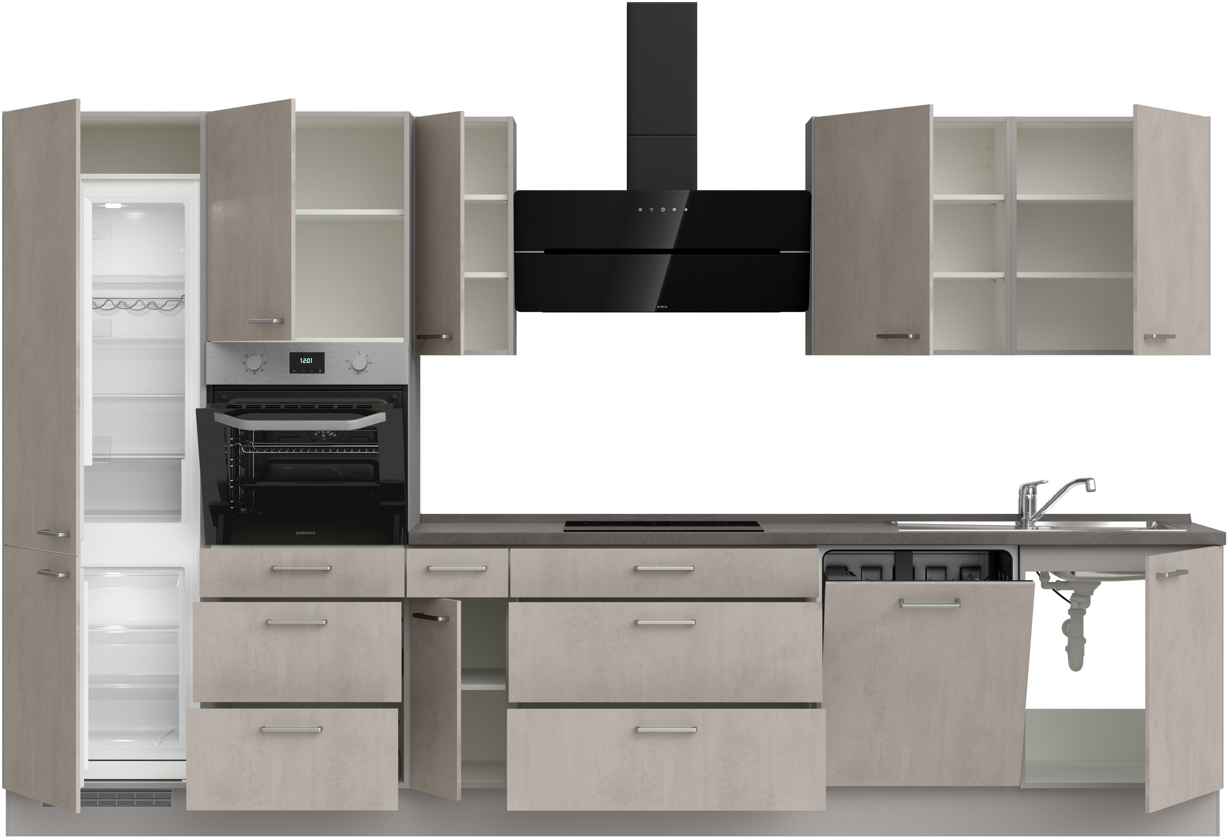 nobilia® Küchenzeile »"Riva II"«, vormontiert, Ausrichtung wählbar, Breite 360 cm, wahlw. mit E-Geräten