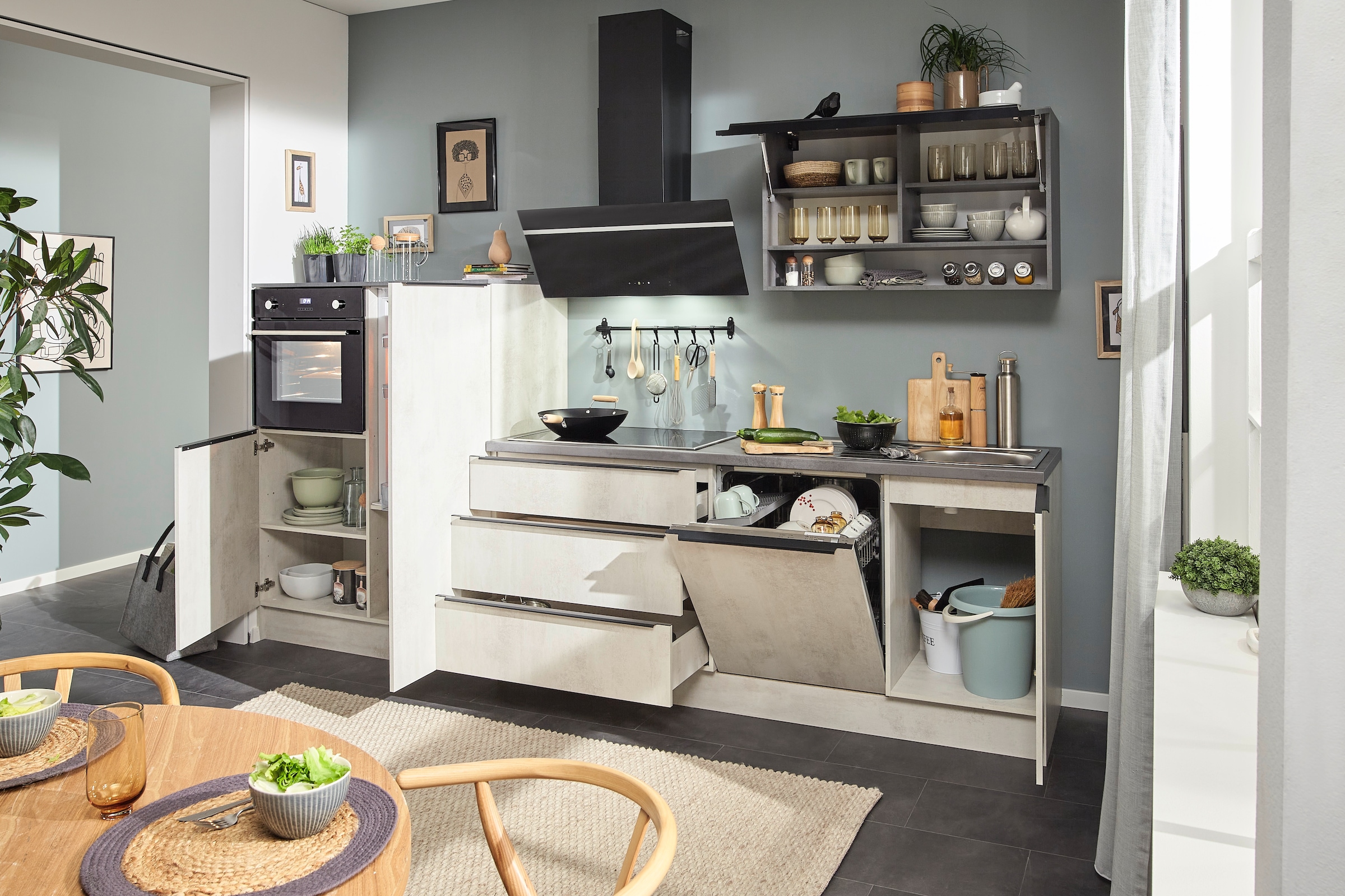 BASIC by Balculina Küchenzeile »Boston«, Breite 200 + 123 cm, wahlweise mit E-Geräten