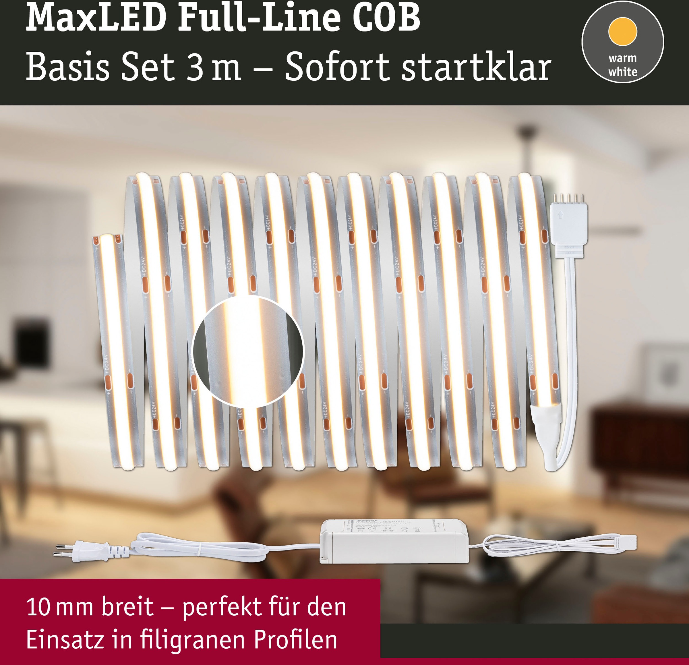 1 »MaxLED Warmweiß COB Basisset bestellen 1500lm 2700K«, St.-flammig, 500 Paulmann Basisset Full-Line LED-Streifen | BAUR 3m 19W 480LED